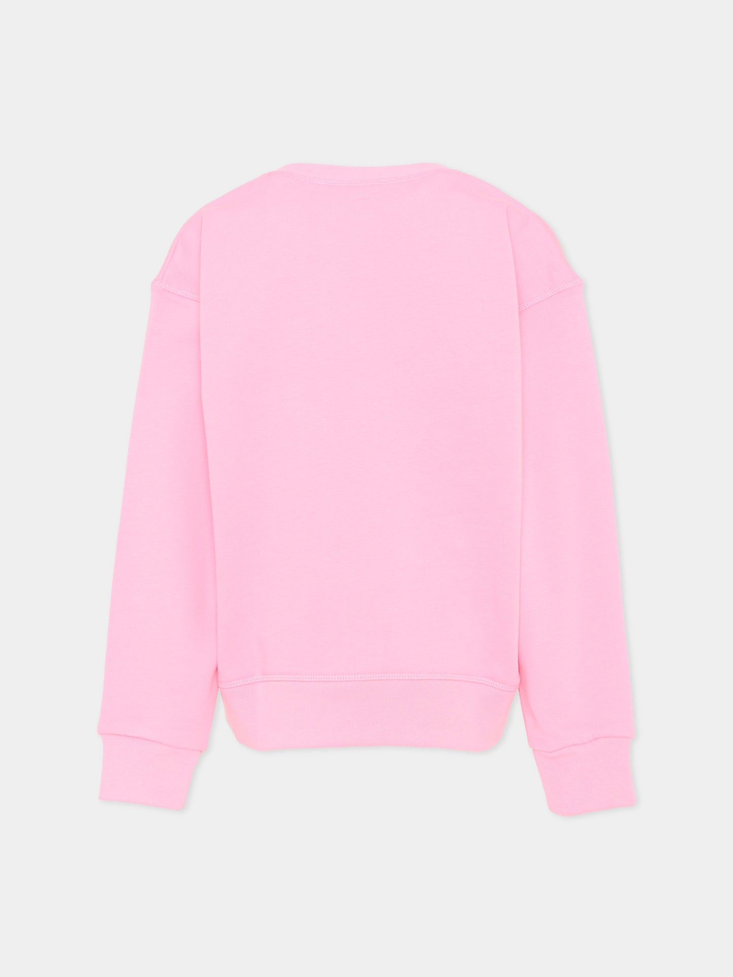 Felpa rosa per bambina con logo,Dsquared2,DQ2786 D0A9U DQ321