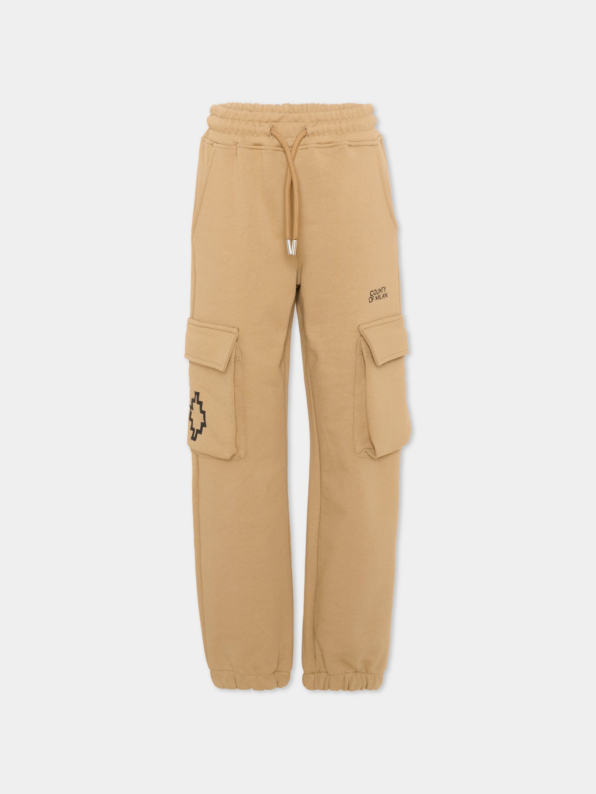 Pantaloni c argo beige per bambino con logo,County Of Milan Kids,F5CMJBFP008 178