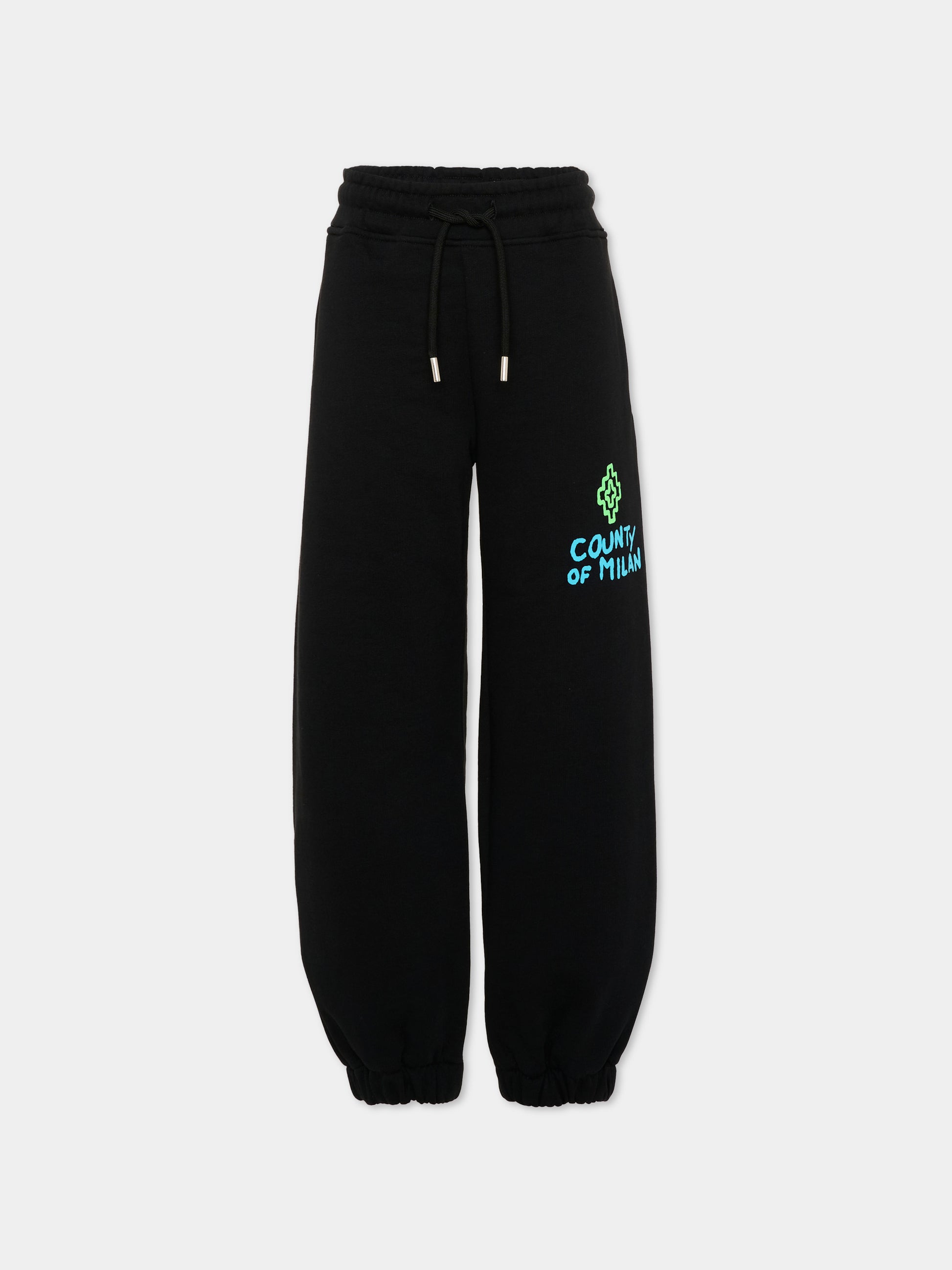 Pantalone sportivo nero per bambino con logo,County Of Milan Kids,F5CMJBFP070 110