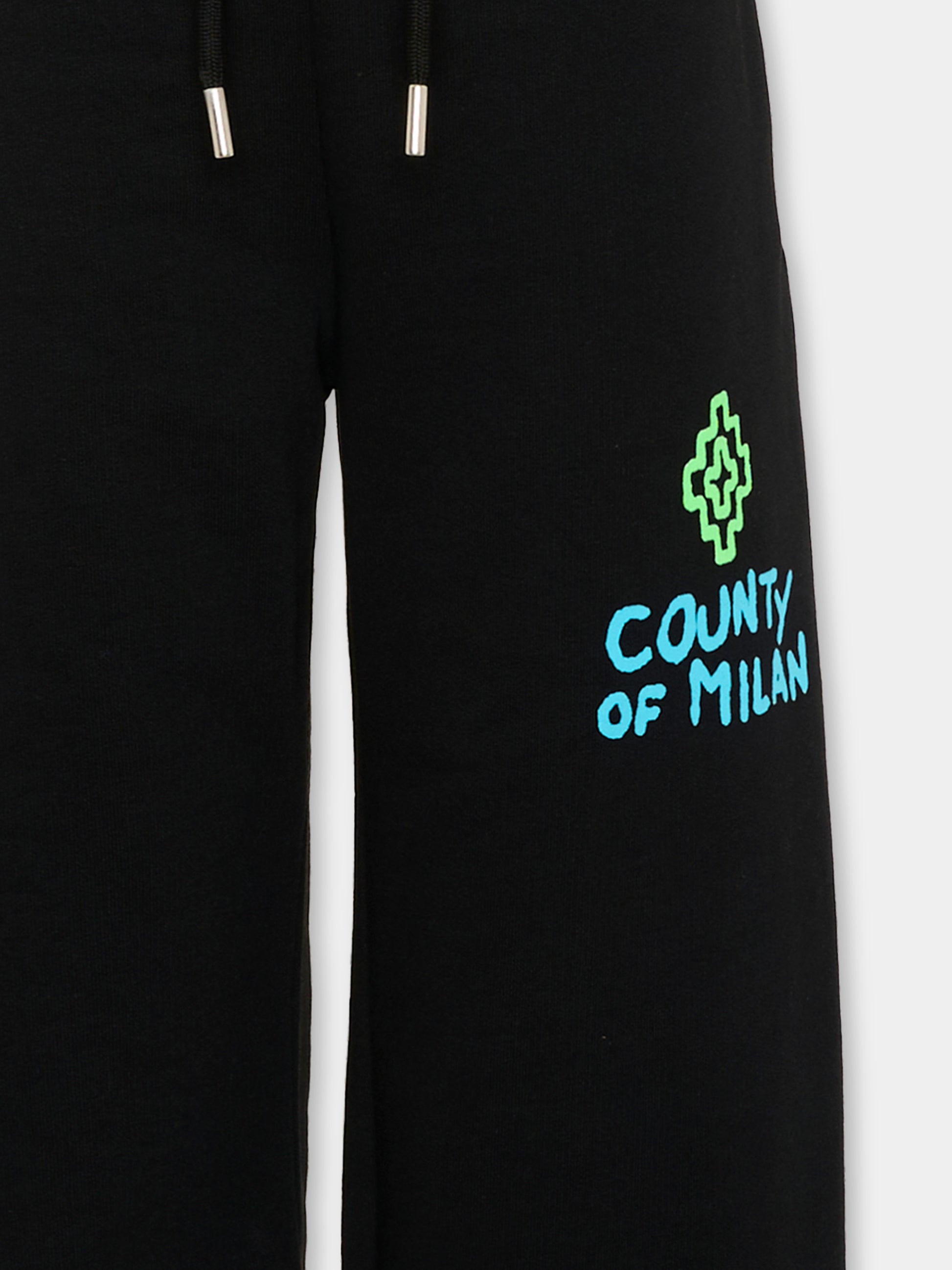 Pantalone sportivo nero per bambino con logo,County Of Milan Kids,F5CMJBFP070 110