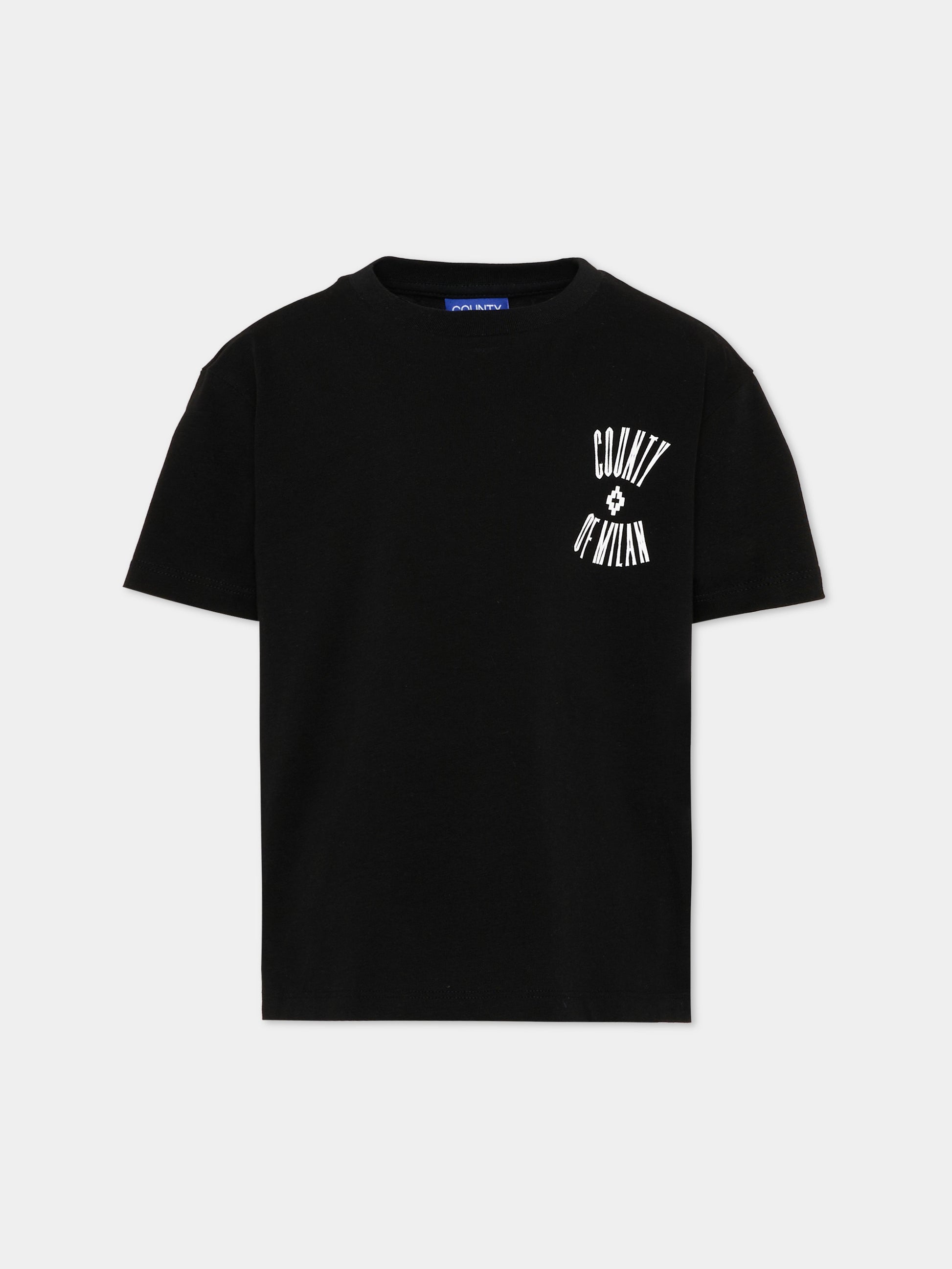 T-Shirt nera per bambino con serpente,County Of Milan Kids,F5CMJBTH041 110