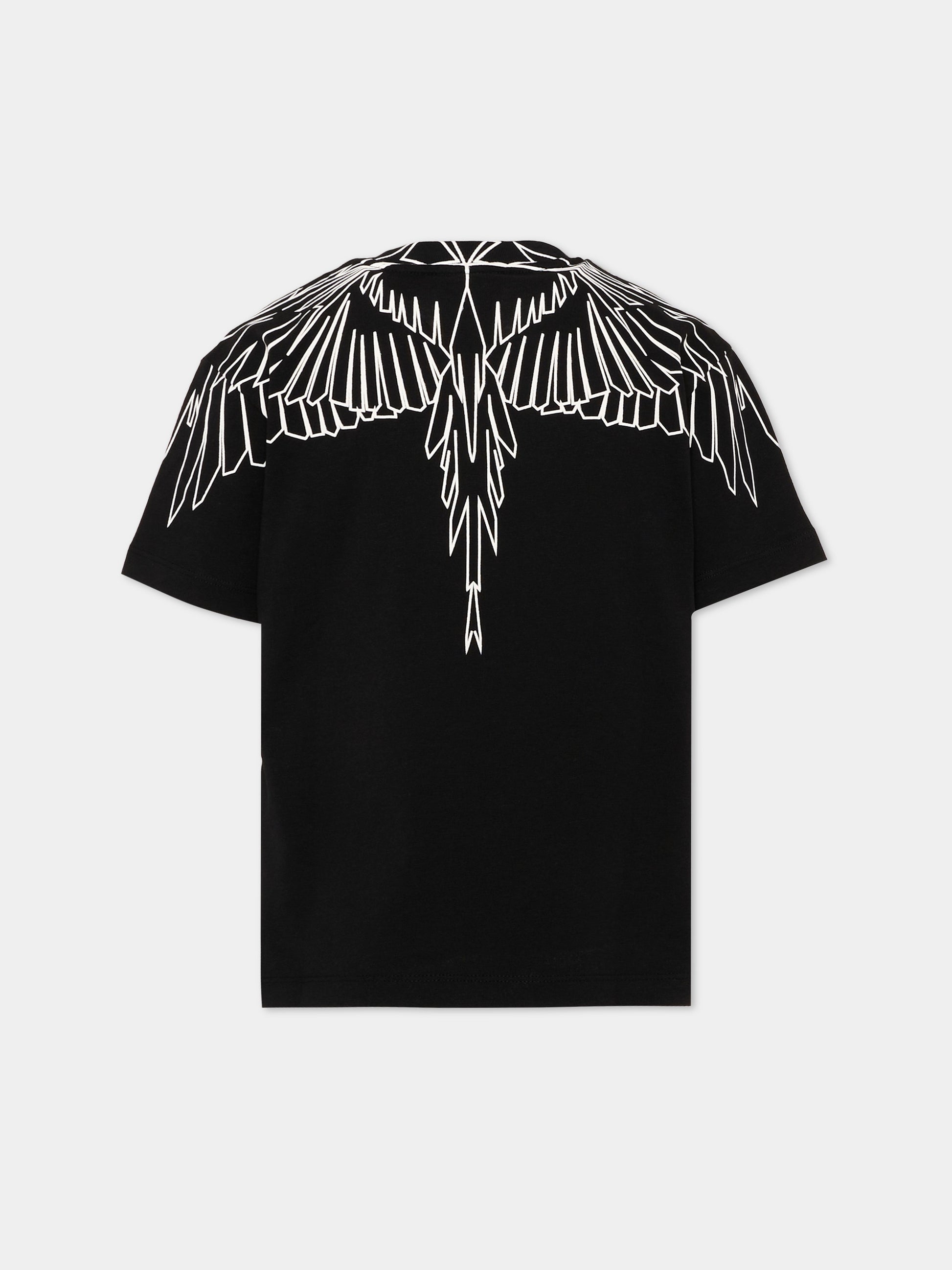 T-shirt nera per bambino con ali,County Of Milan Kids,F5CMJBTH073 110