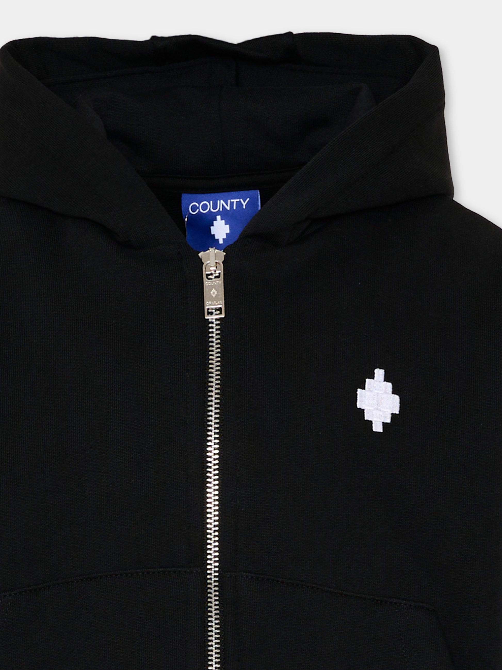 Felpa nera per bambino con logo,County Of Milan Kids,F5CMJBZH001 110