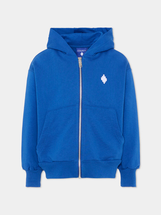 Felpa blu per bambino con logo,County Of Milan Kids,F5CMJBZH001 130