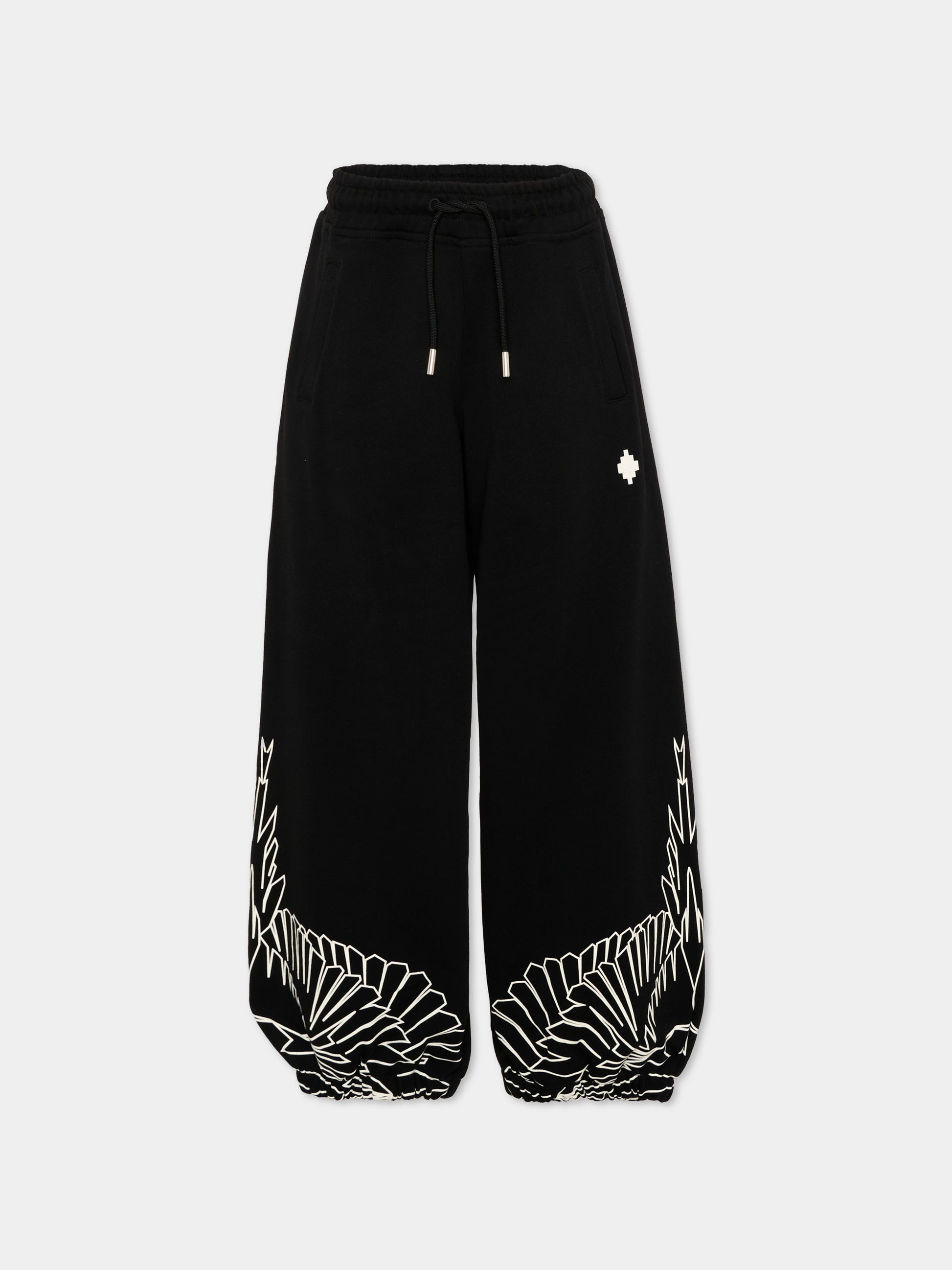Pantaloni sportivi neri per bambina con ali,County Of Milan Kids,F5CMJGFP099 110