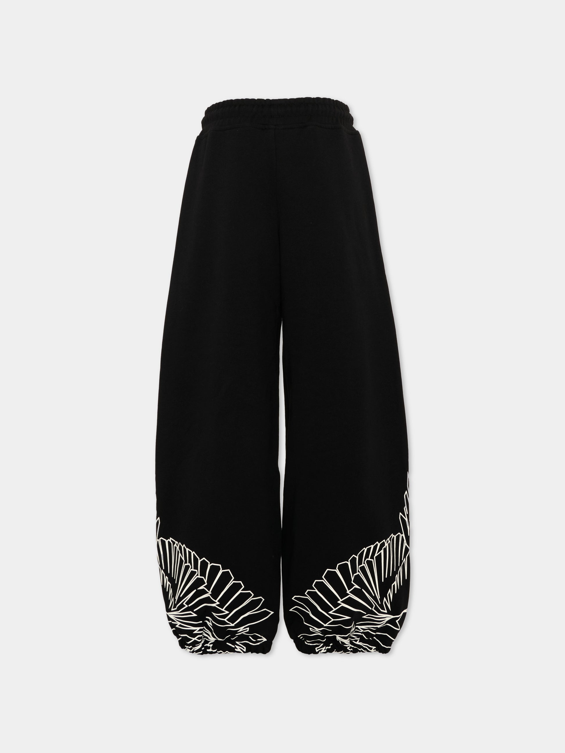 Pantaloni sportivi neri per bambina con ali,County Of Milan Kids,F5CMJGFP099 110