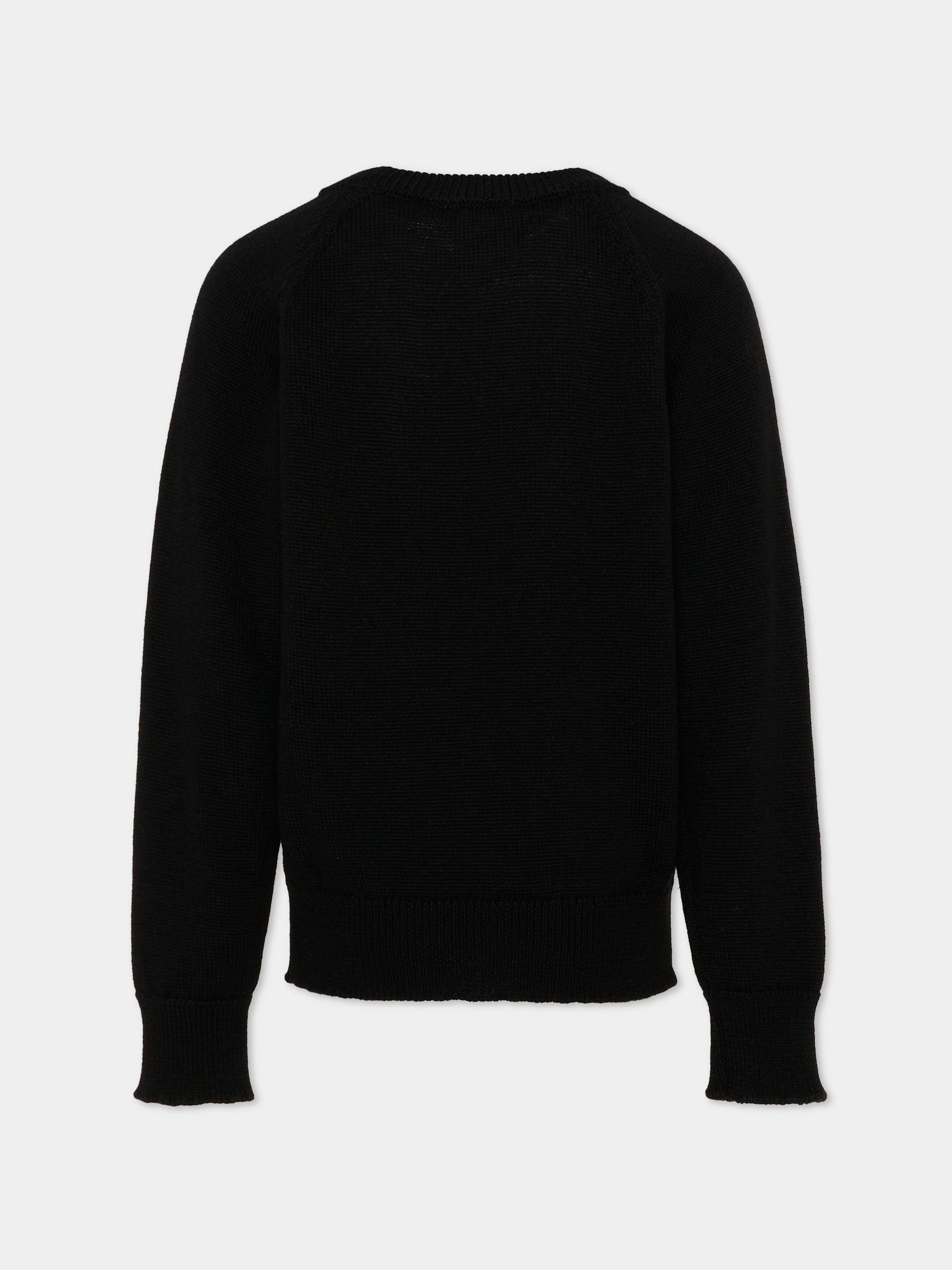 Maglione nero per bambina con logo,County Of Milan Kids,F5CMJGJP033 110
