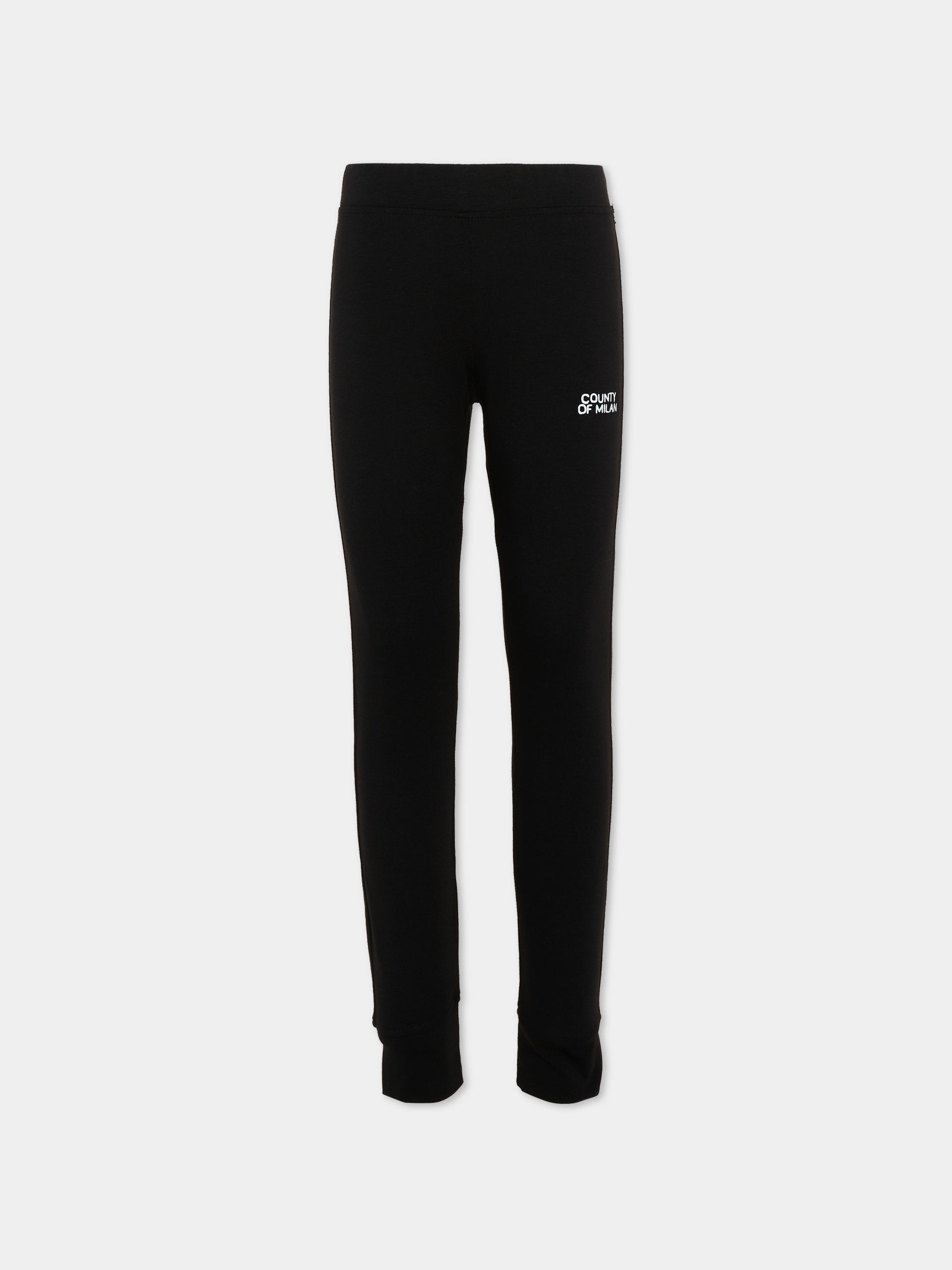 Leggings nero per bambina con logo,County Of Milan Kids,F5CMJGLG097 110