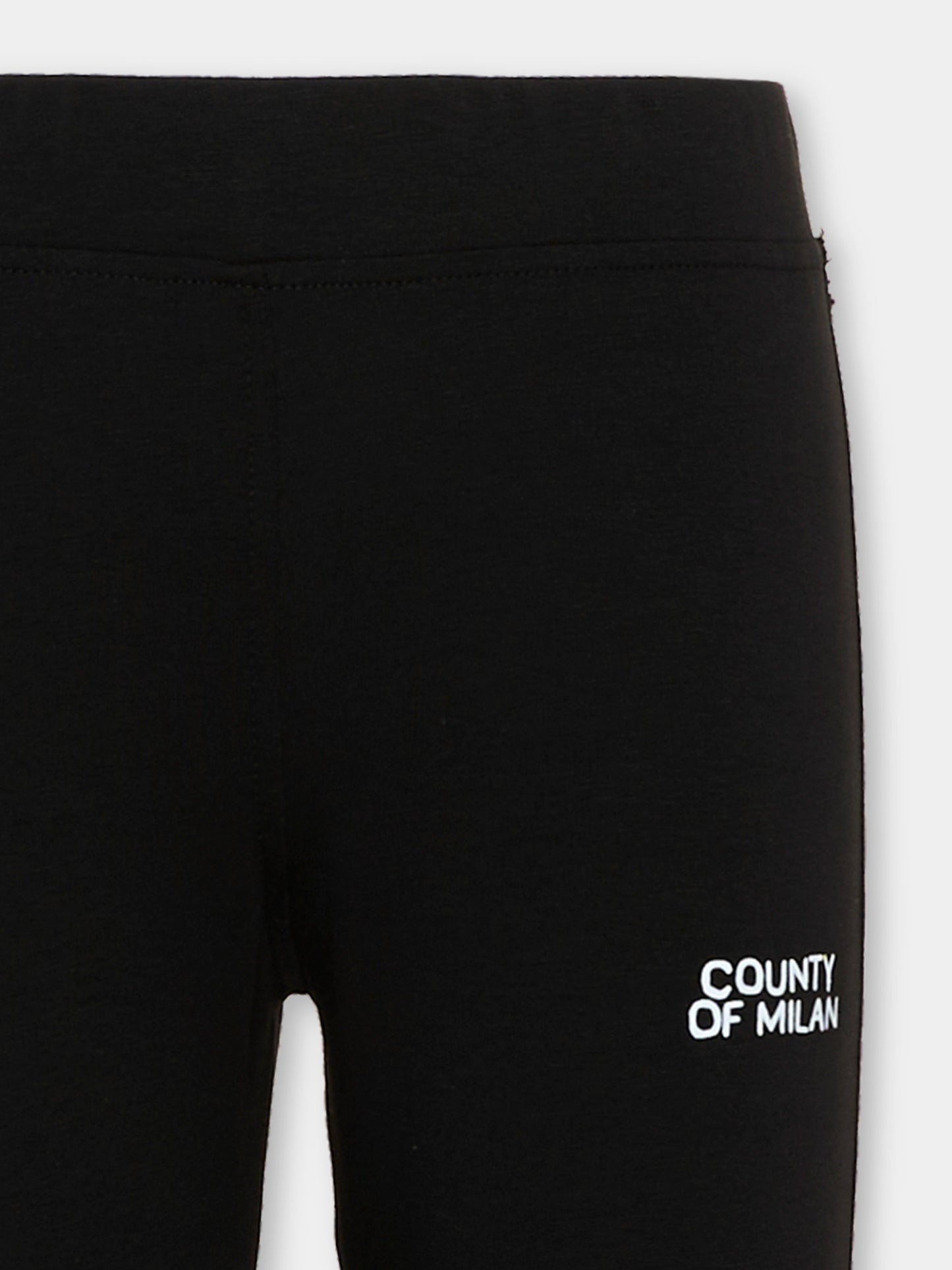 Leggings nero per bambina con logo,County Of Milan Kids,F5CMJGLG097 110