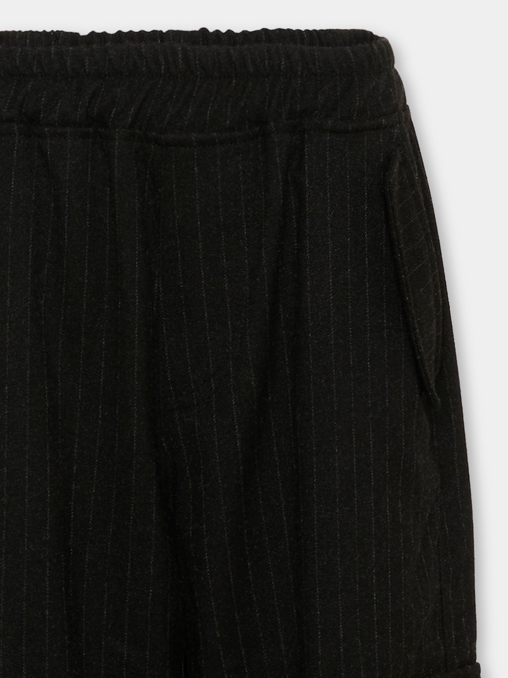 Pantaloni cargo neri per bambina con logo,County Of Milan Kids,F5CMJGPA019 110
