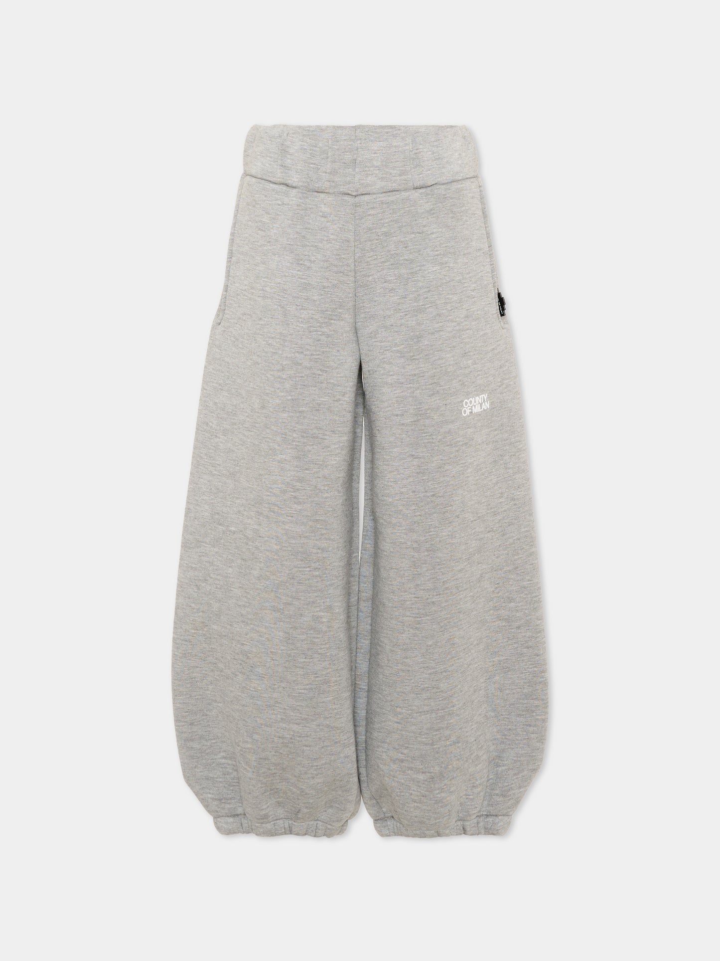 Pantaloni grigi per bambina con logo,County Of Milan Kids,F5CMJGPA023 101