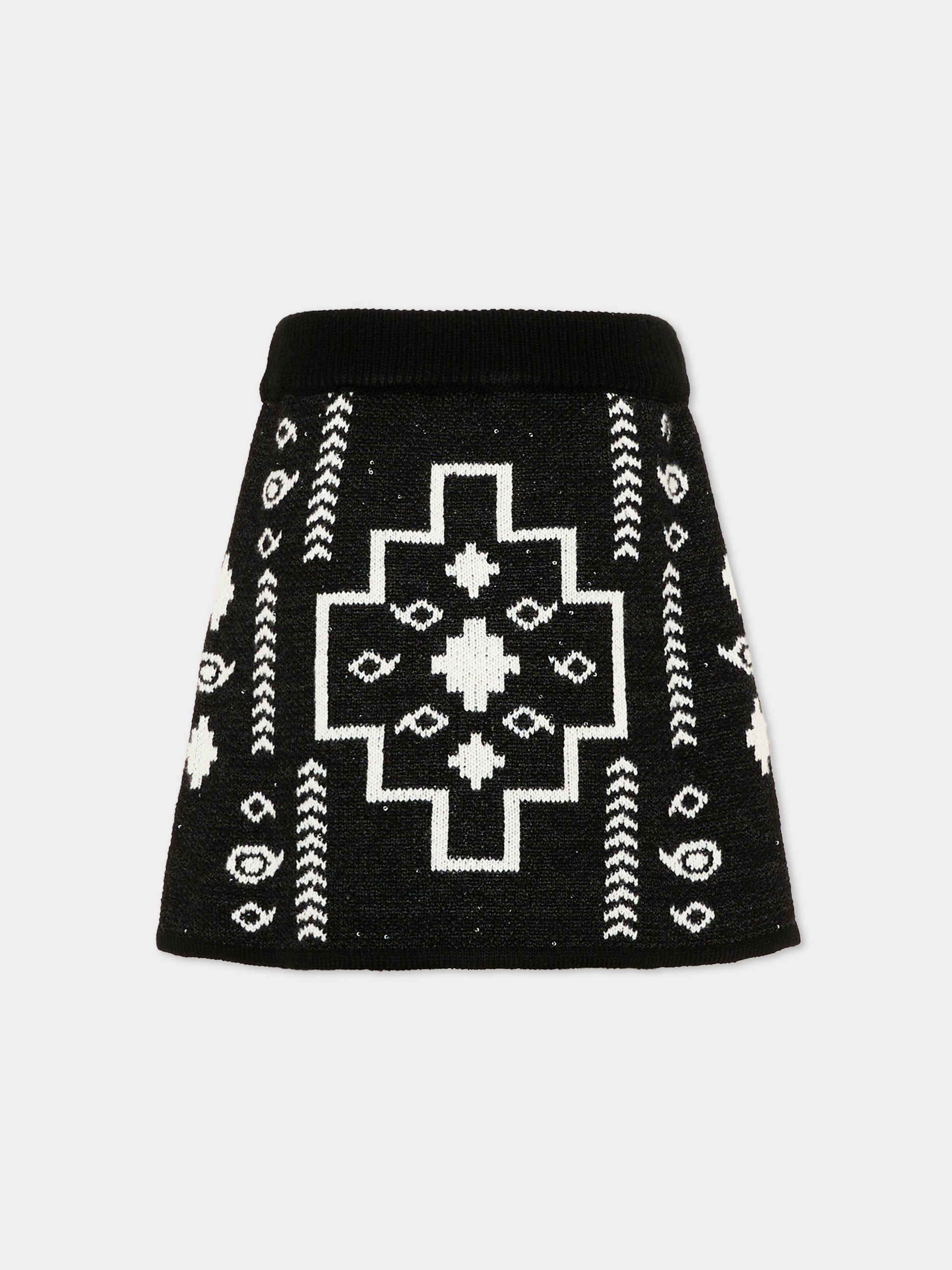 Gonna nera per bambina con logo,County Of Milan Kids,F5CMJGSK011 110