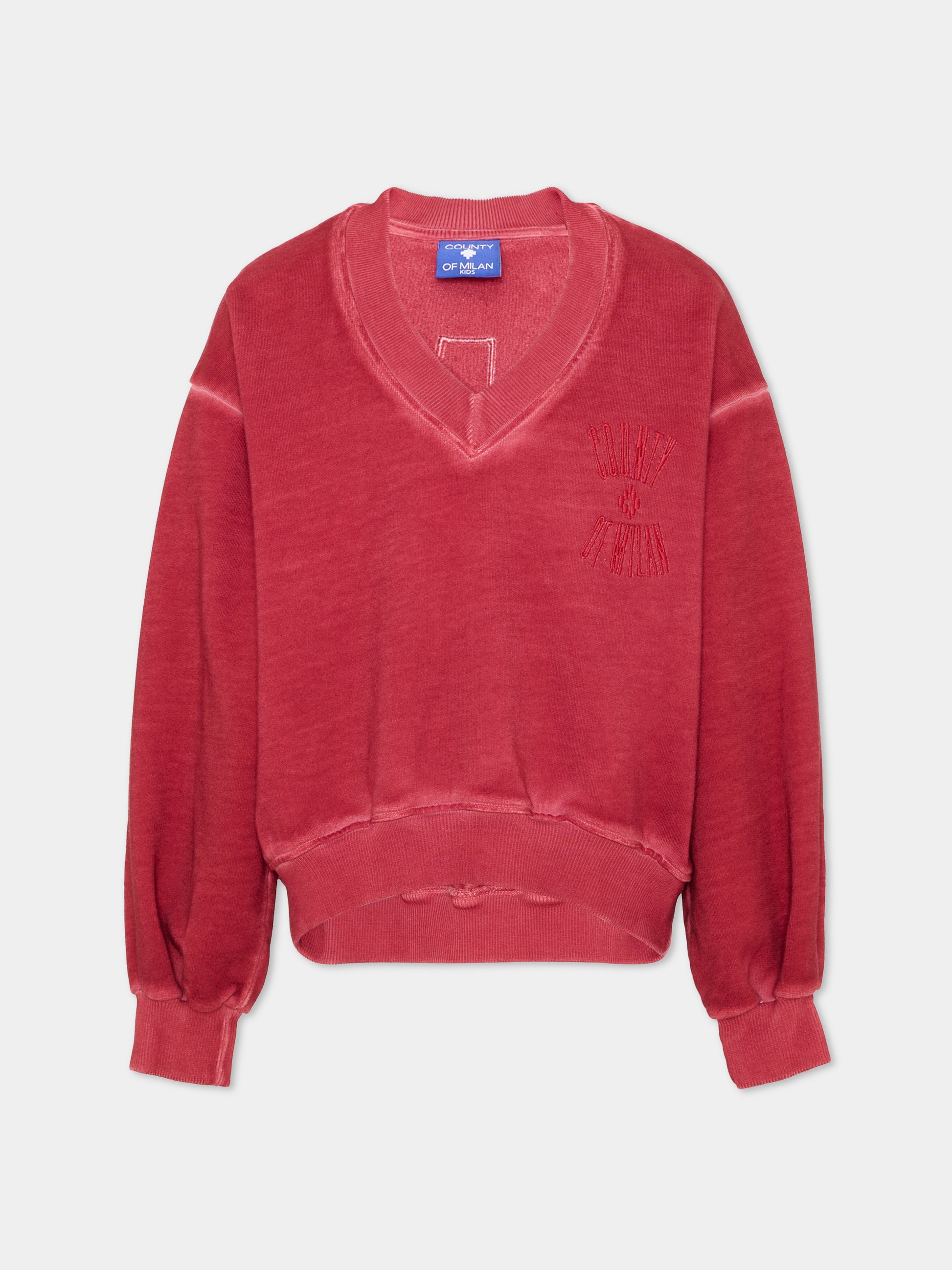 Felpa bordeaux per bambina con logo,County Of Milan Kids,F5CMJGSW027 096