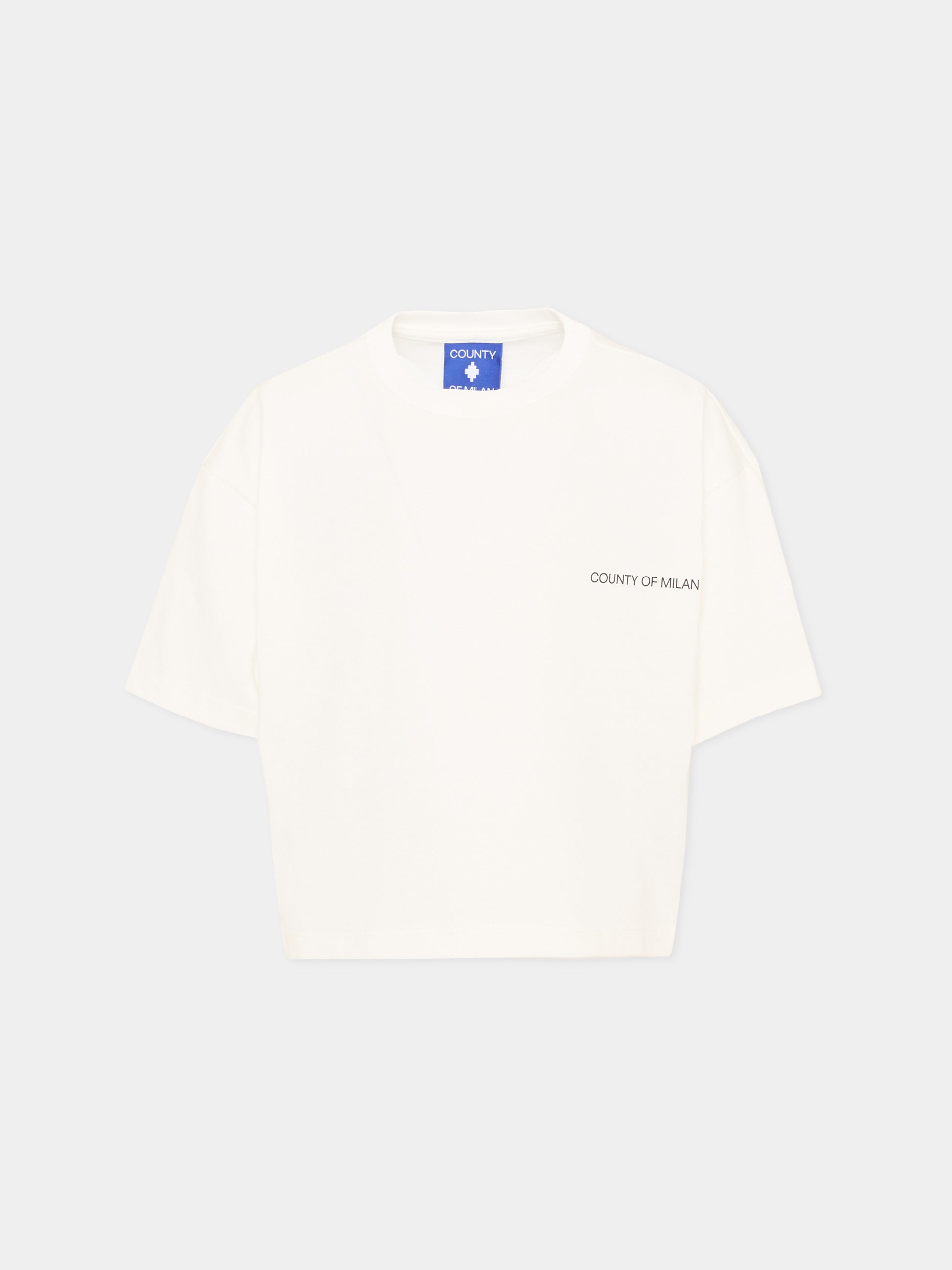 T-Shirt avorio per bambina con logo,County Of Milan Kids,F5CMJGTH021 002