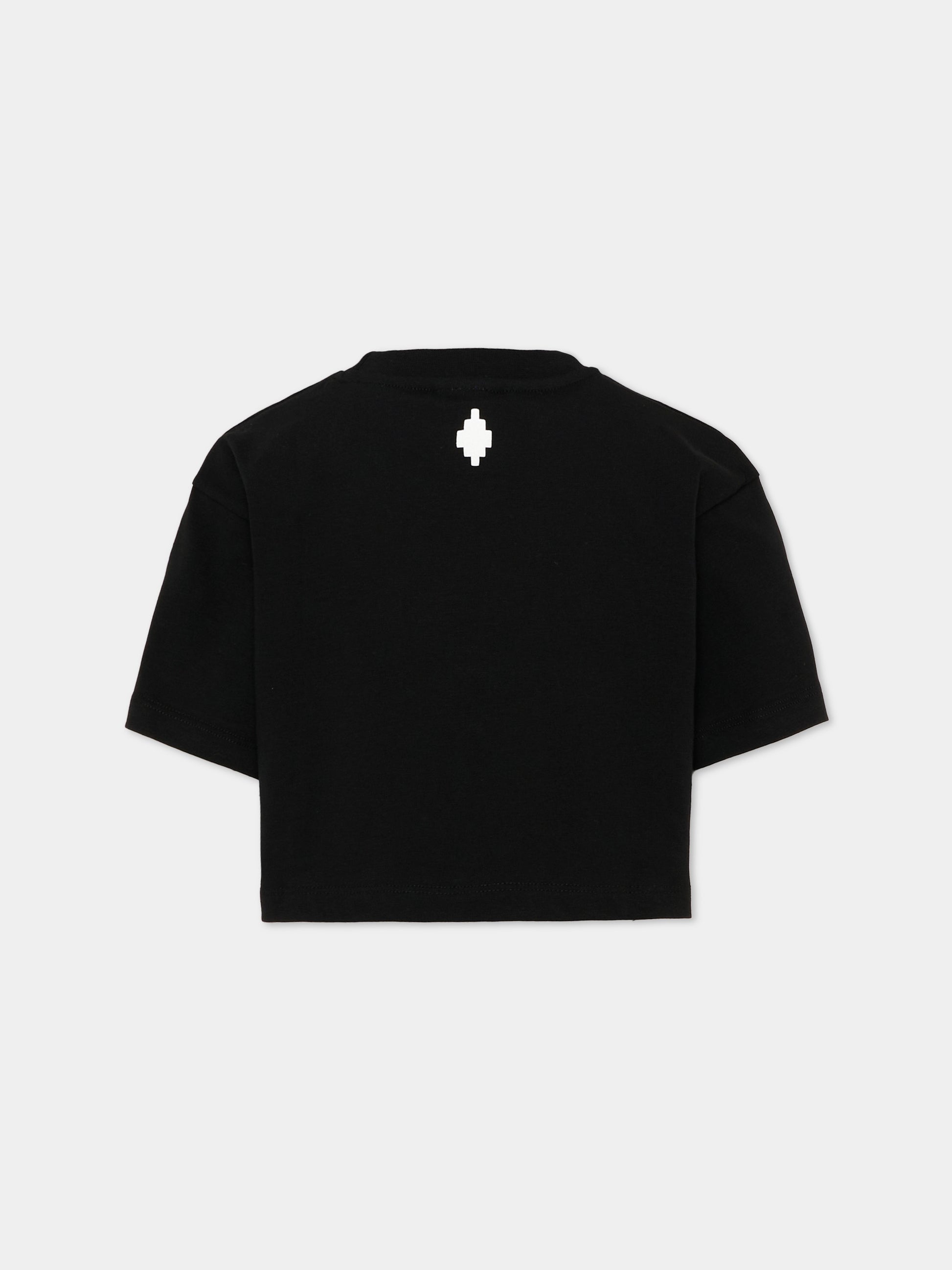 T-Shirt nera per bambina con logo,County Of Milan Kids,F5CMJGTH021 110
