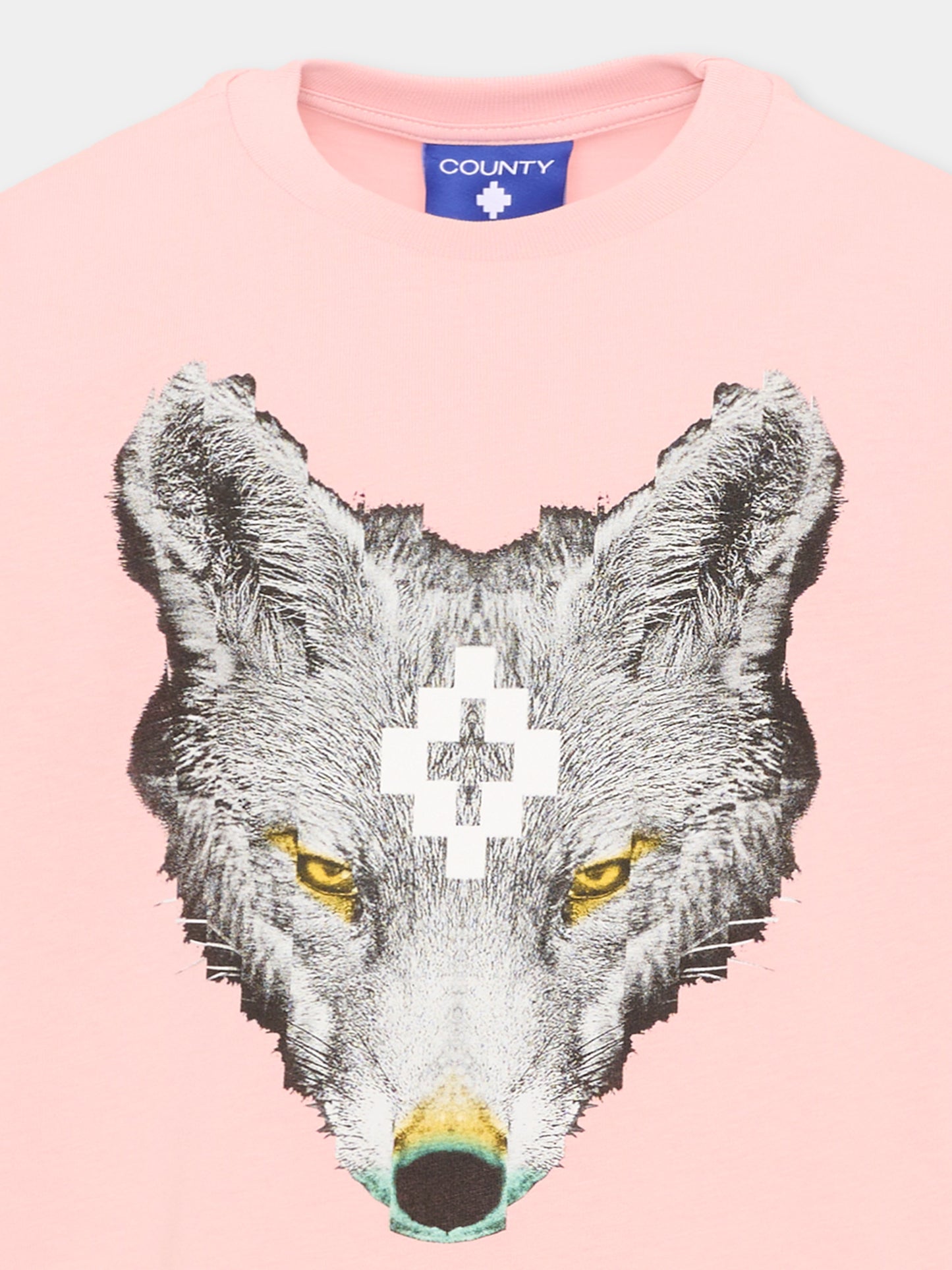 T-Shirt rosa per bambina con lupo,County Of Milan Kids,F5CMJGTH089 BW008