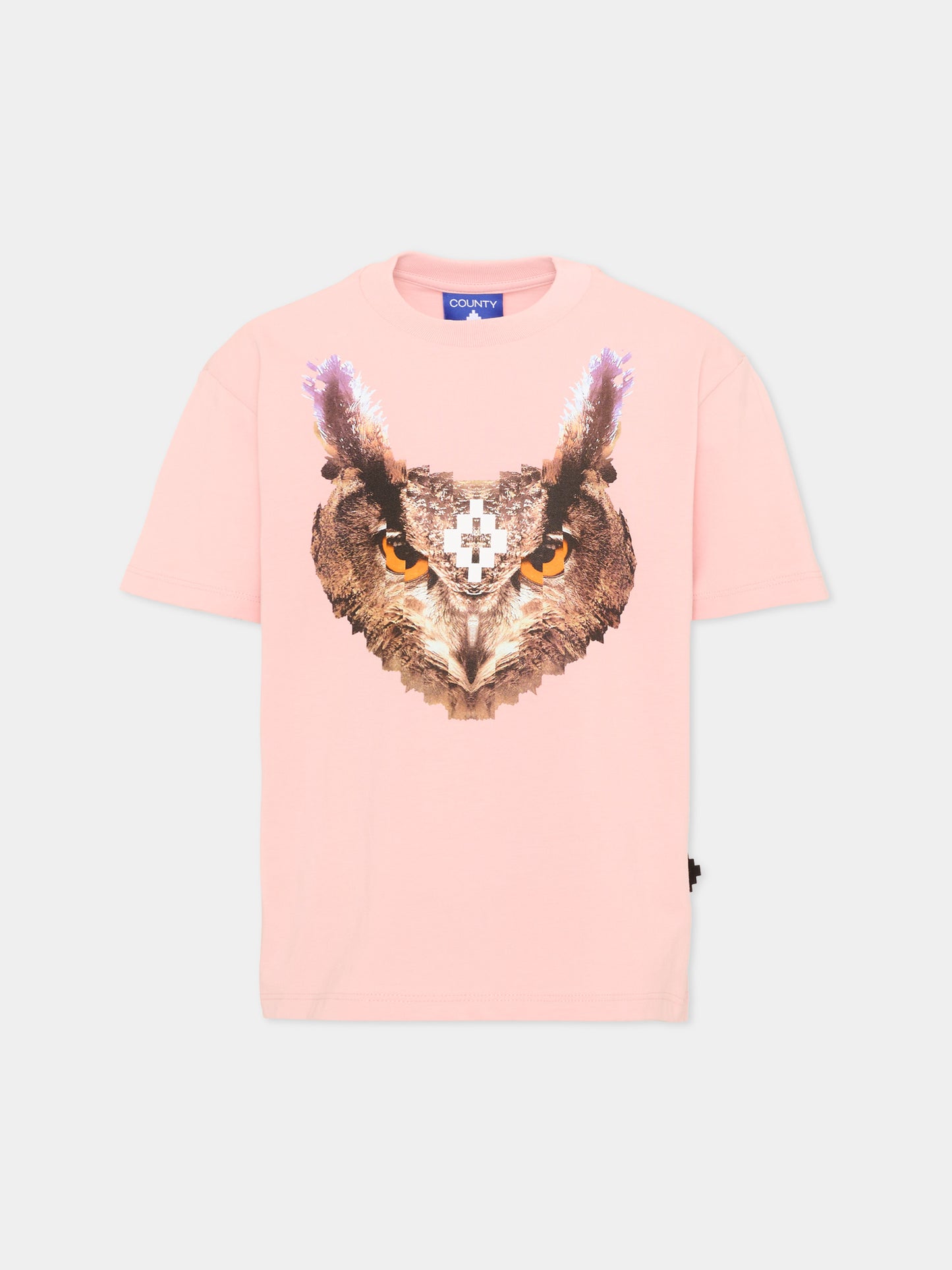 T-shirt rosa per bambina con gufo,County Of Milan Kids,F5CMJGTH090 BW008