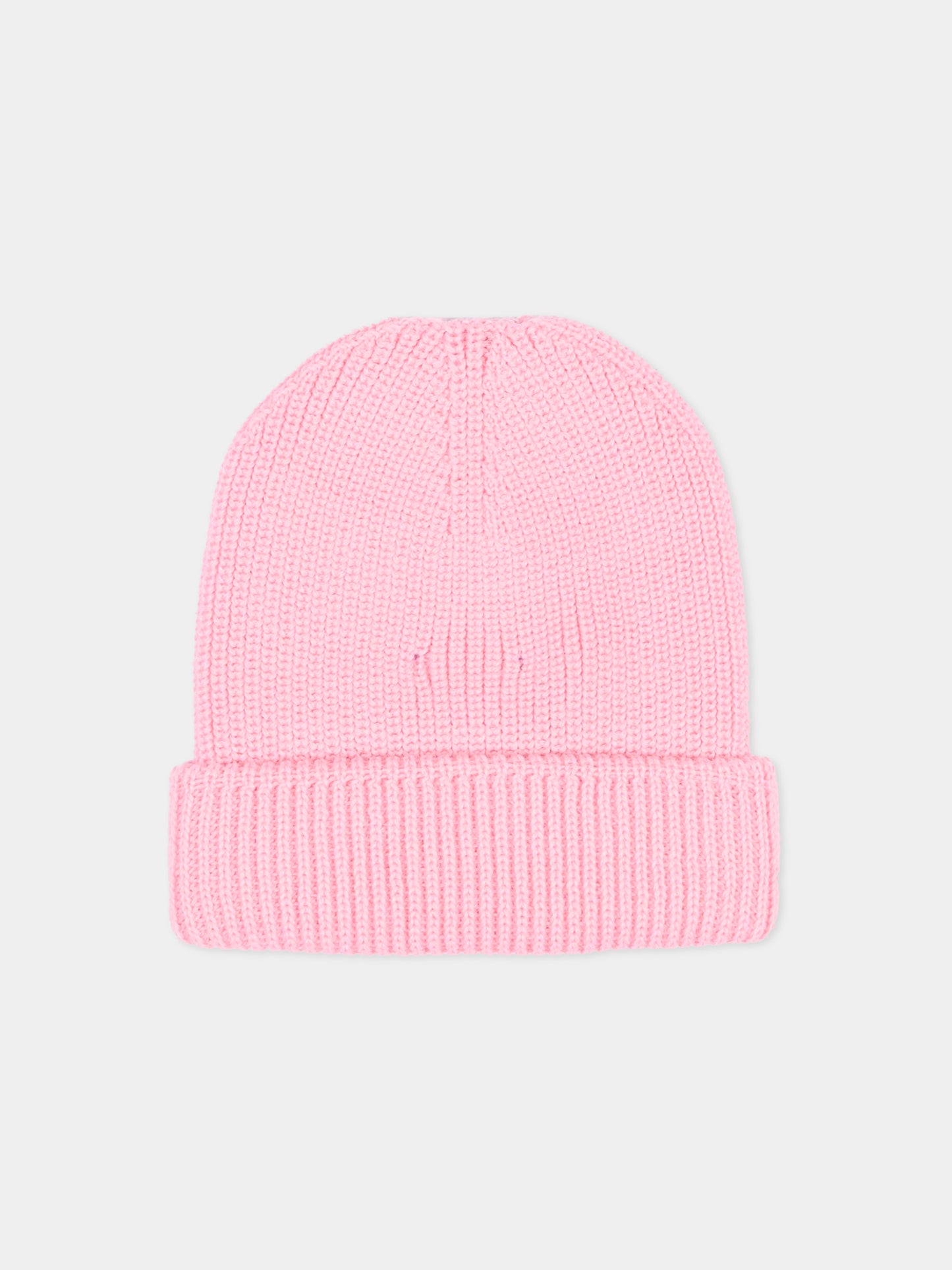 Berretto rosa per bambina con logo,County Of Milan Kids,F5CMJUHT036 BW008