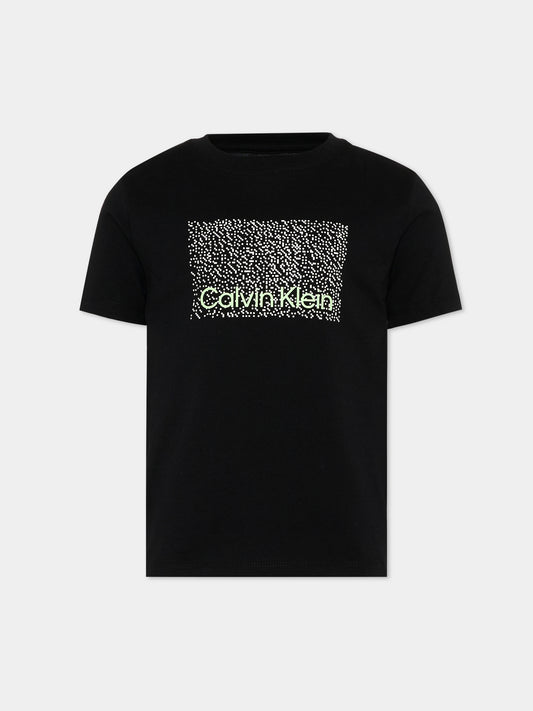 T-Shirt nera per bambino con logo,Calvin Klein Kids,LVCKSJA04B BEH