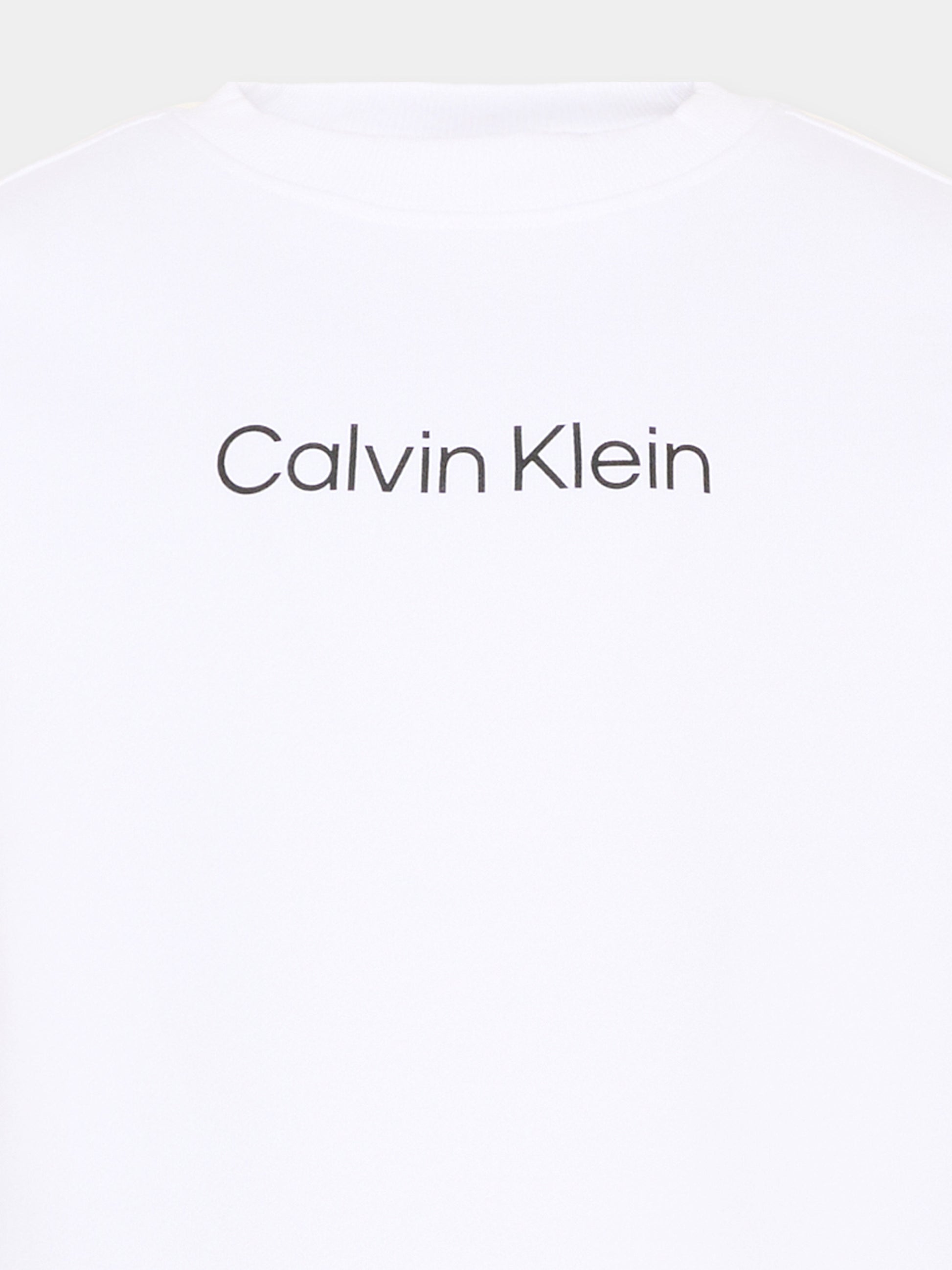 Felpa bianca per bambini con logo,Calvin Klein Kids,LV1CKSJB36 YAF