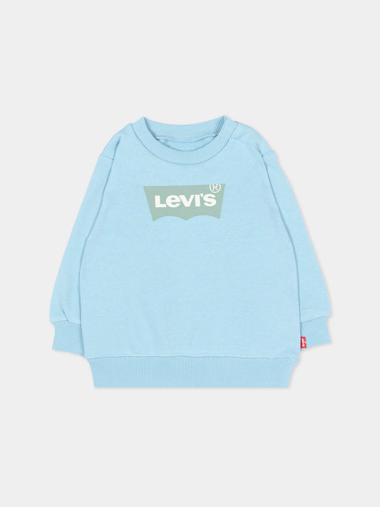 Felpa azzurra per neonato con logo,Levi's Kids,6E9078 BF7