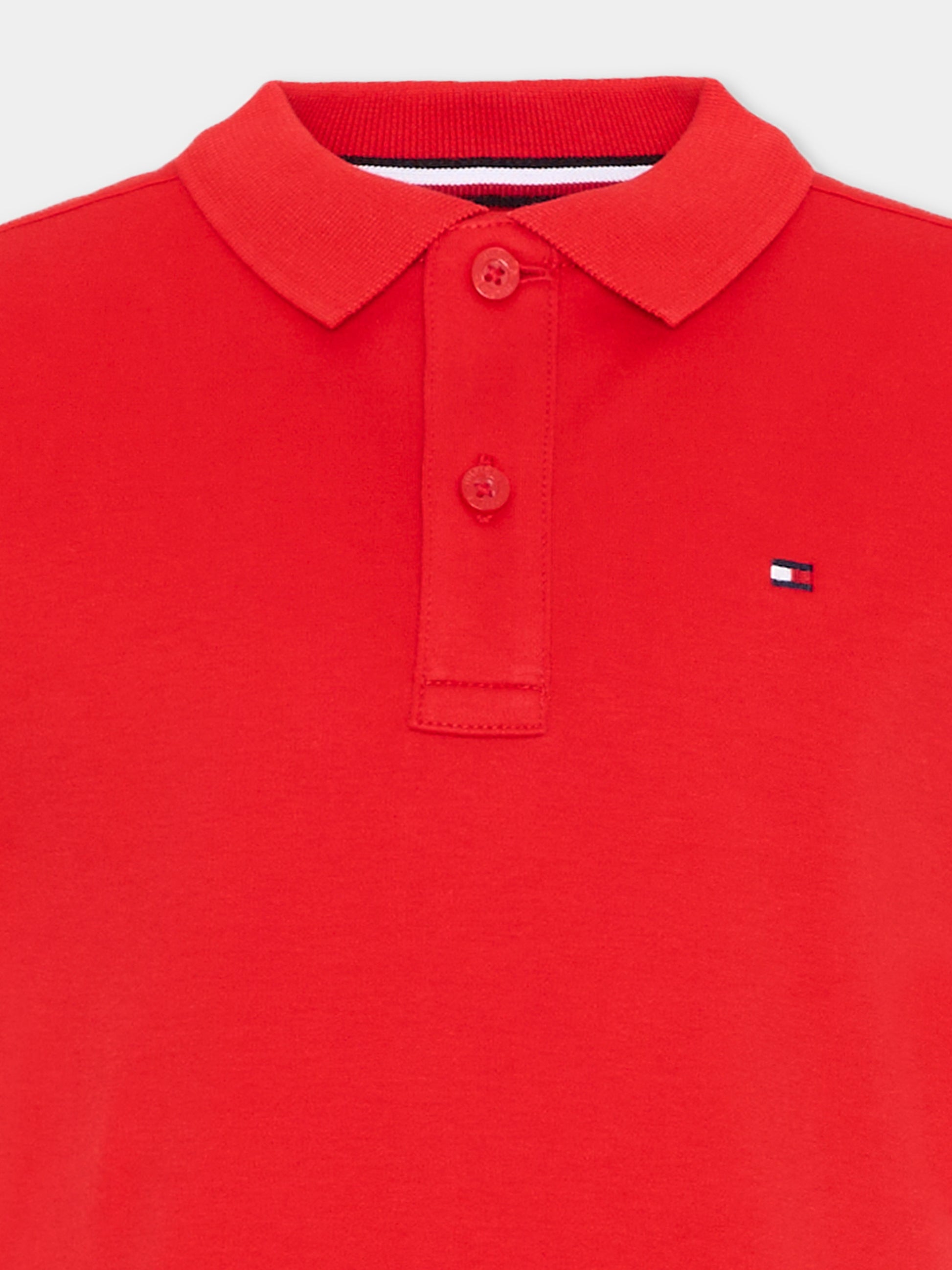 Polo rossa per bambino con logo,Tommy Hilfiger Junior,KB0KB10007 XL8