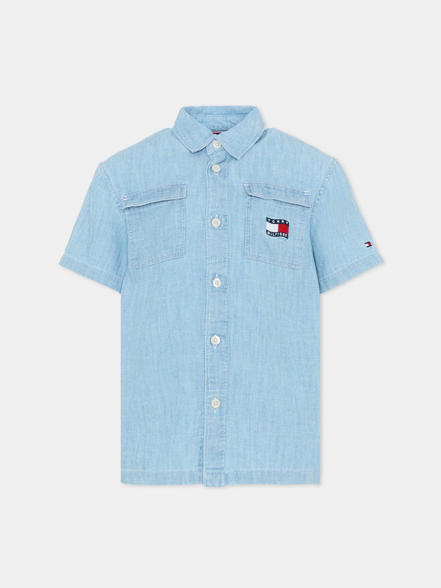 Camicia denim per bambino con logo,Tommy Hilfiger Junior,KB0KB10206 1A4