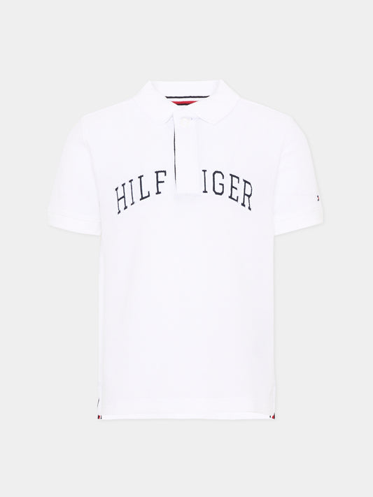 Polo bianca per bambino con logo,Tommy Hilfiger Junior,KB0KB10231 YBR