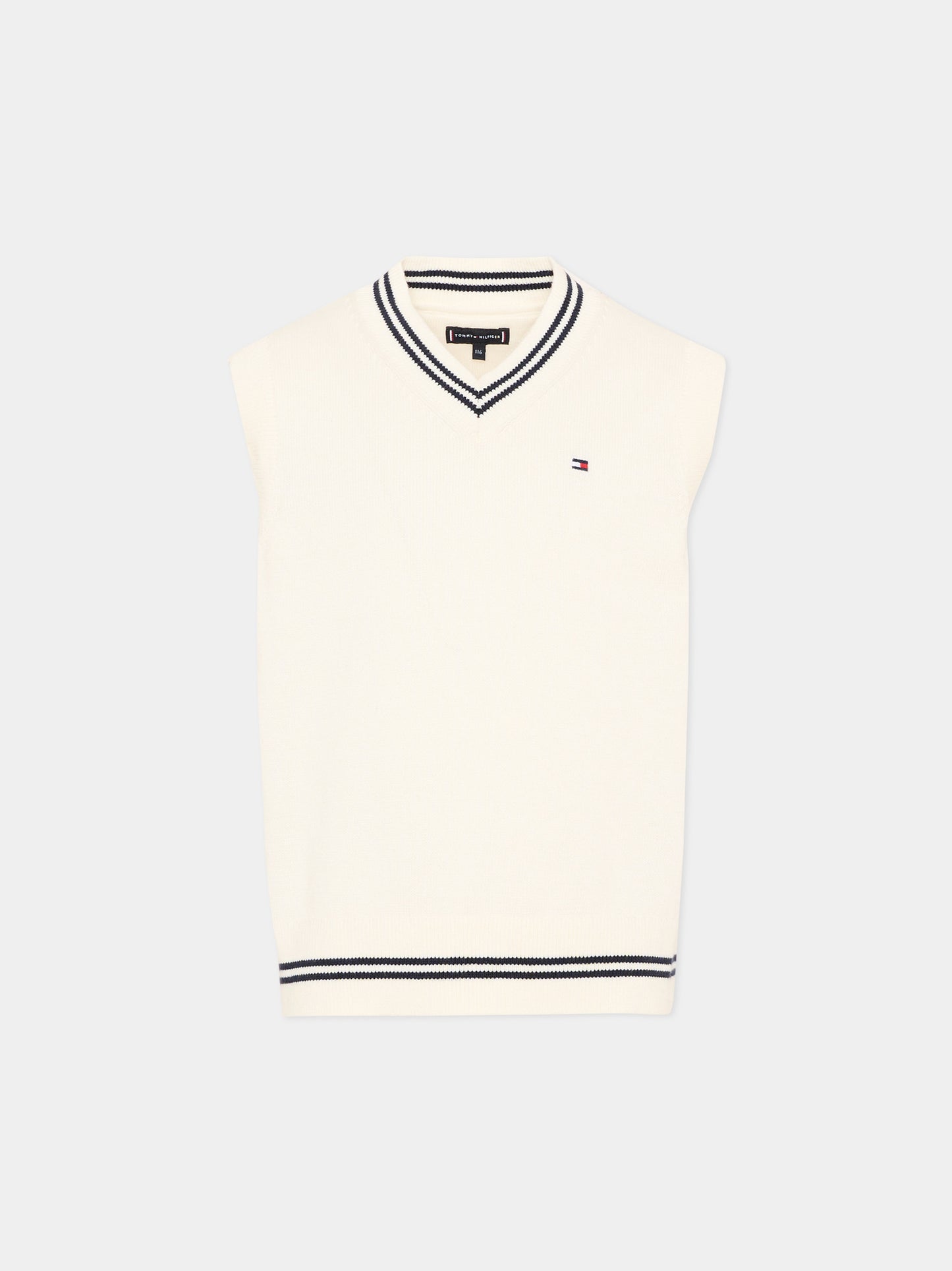Maglia gilet avorio per bambino,Tommy Hilfiger Junior,KB0KB10426 YA8