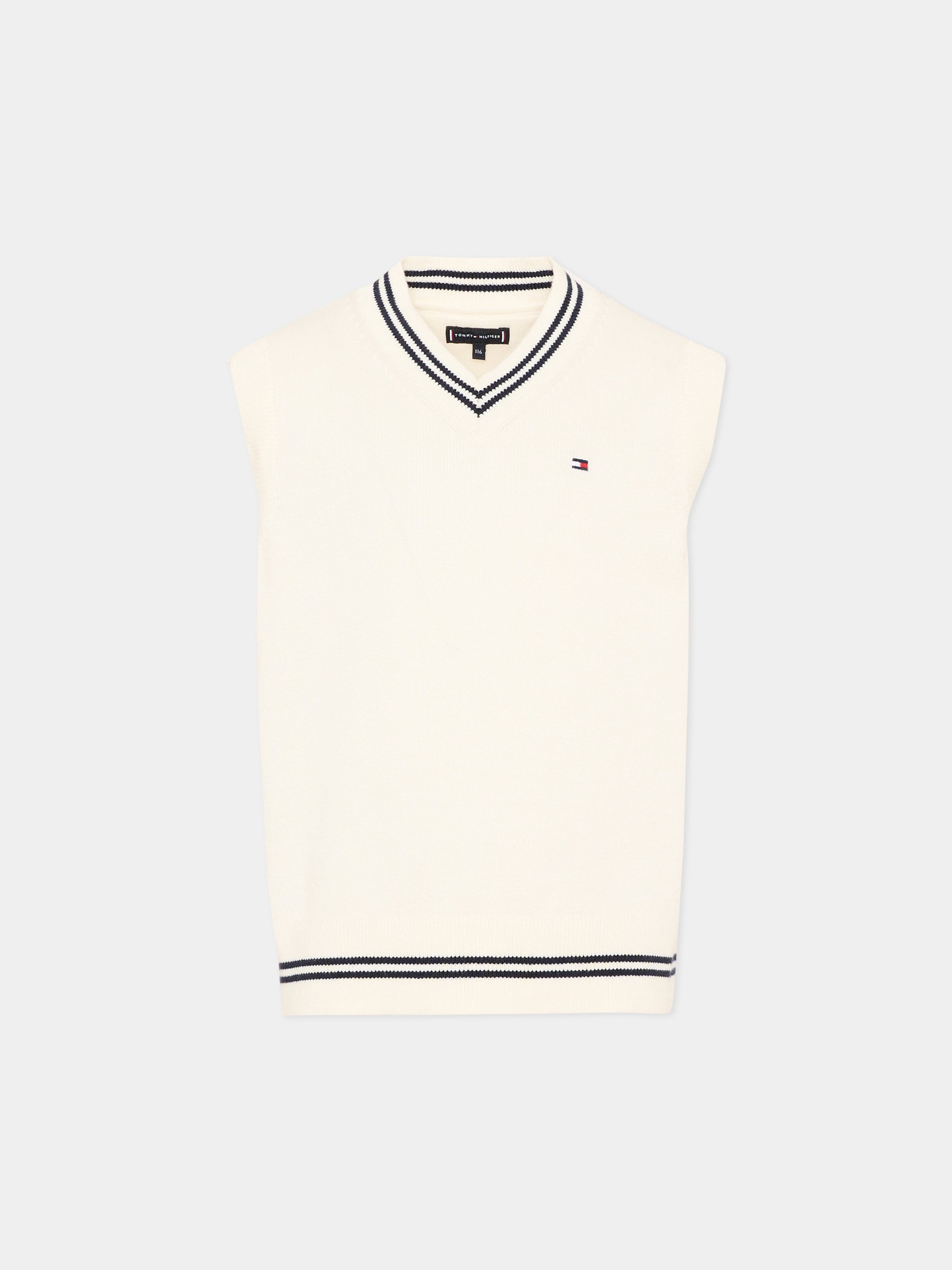 Maglia gilet avorio per bambino,Tommy Hilfiger Junior,KB0KB10426 YA8