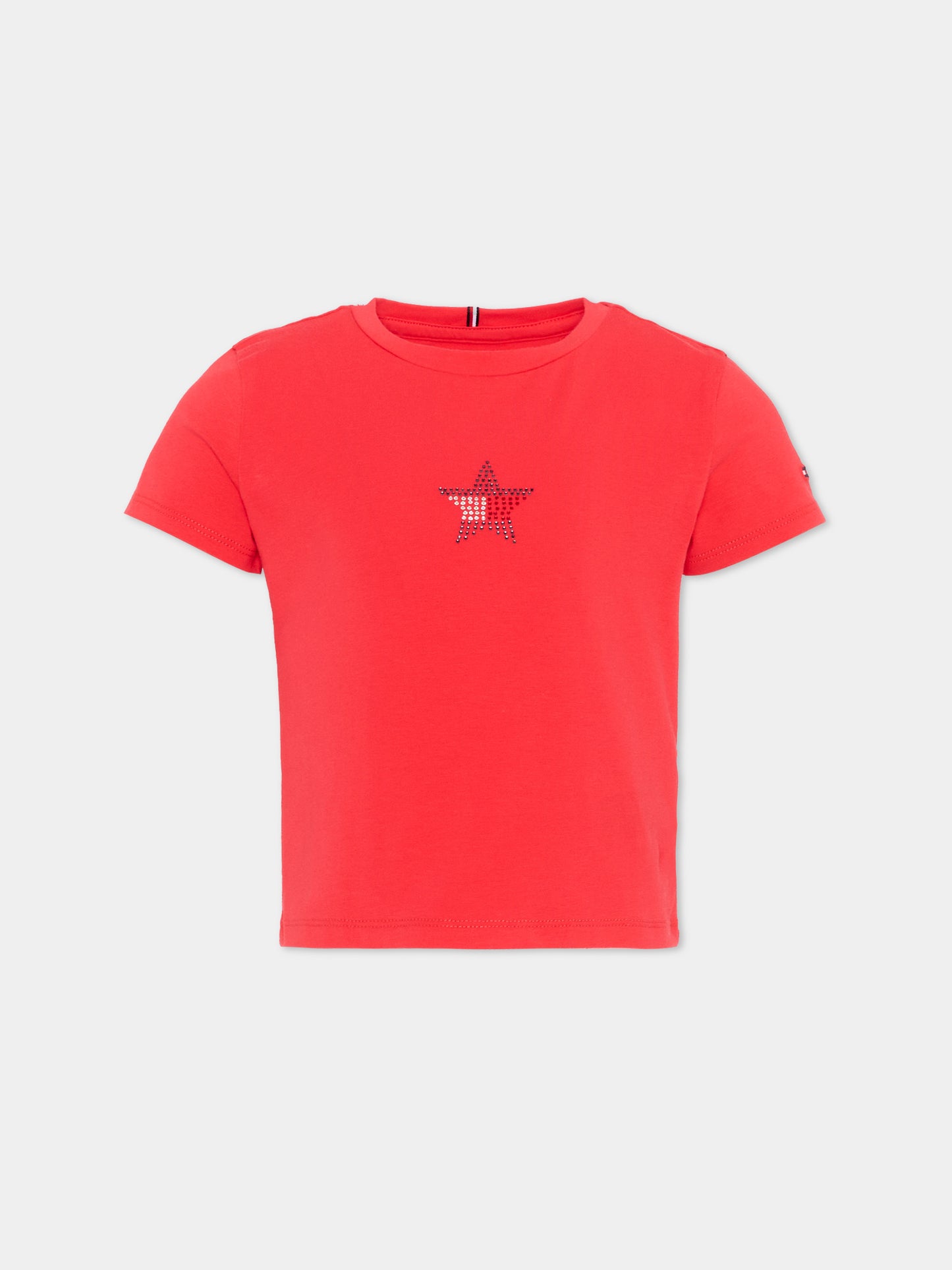 T-shirt rossa per bambina con logo,Tommy Hilfiger Junior,KG0KG09097 XK3
