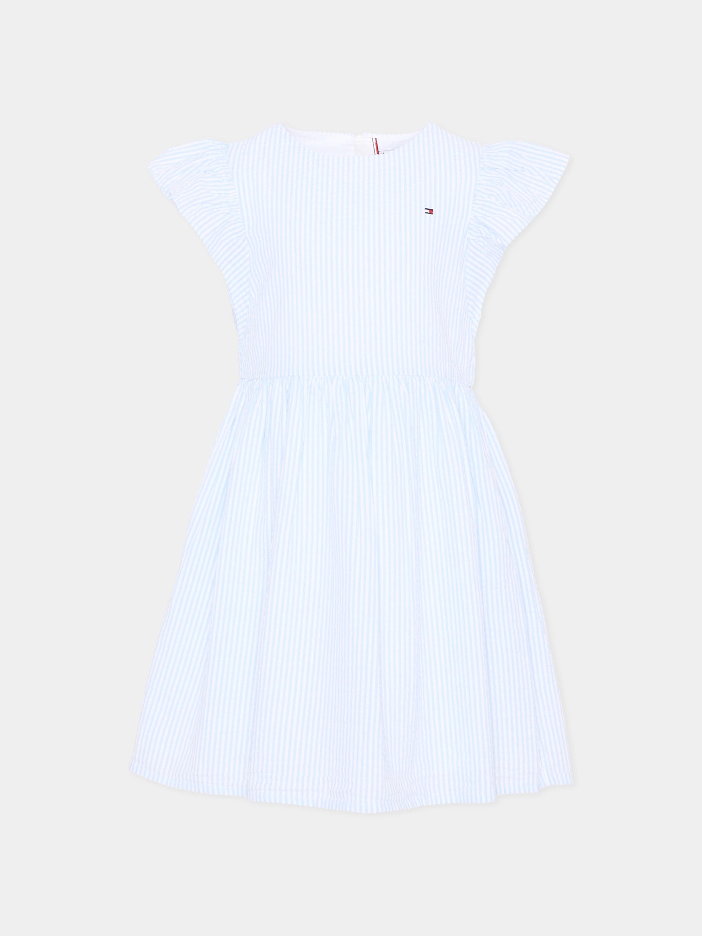 Vestito azzurro a righe per bambina,Tommy Hilfiger Junior,KG0KG09165 C3Q