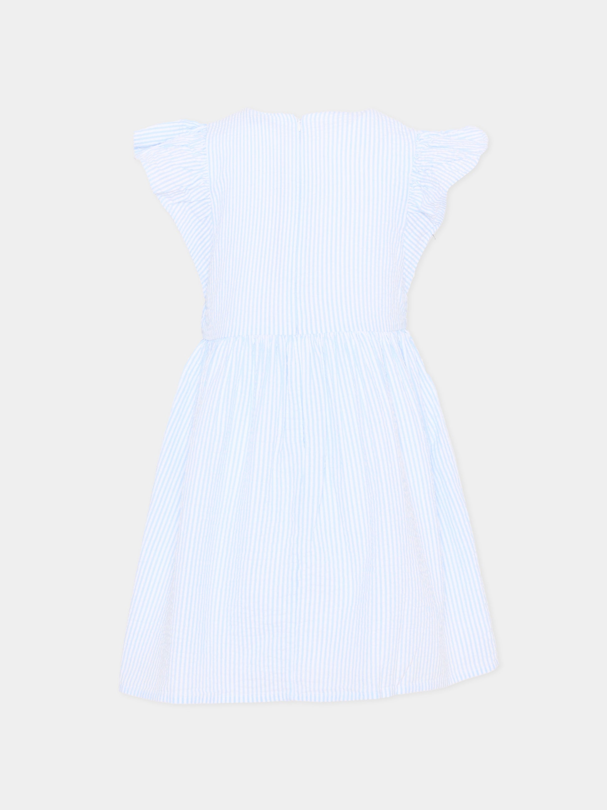 Vestito azzurro a righe per bambina,Tommy Hilfiger Junior,KG0KG09165 C3Q