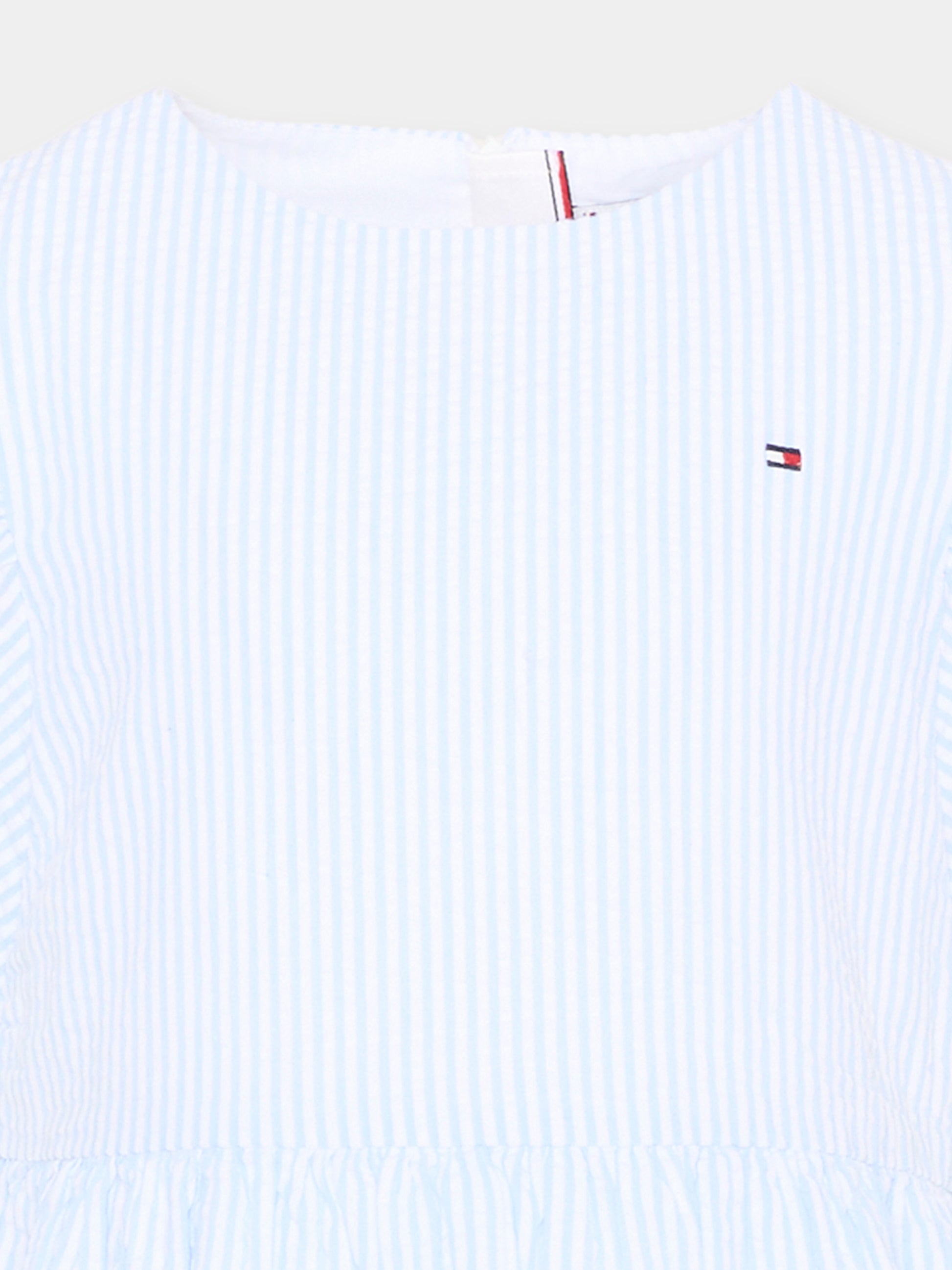 Vestito azzurro a righe per bambina,Tommy Hilfiger Junior,KG0KG09165 C3Q