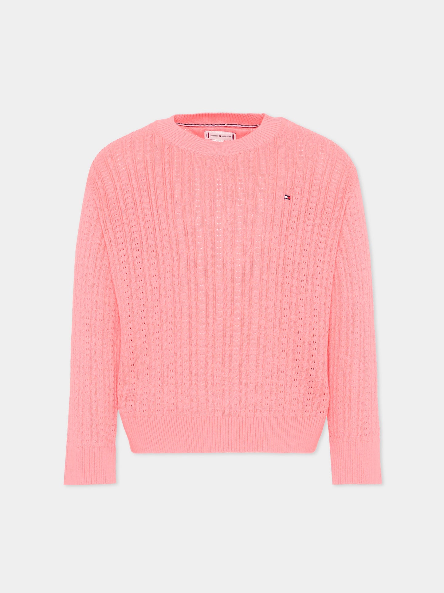 Maglione rosa per bambina con logo,Tommy Hilfiger Junior,KG0KG09223 TIE