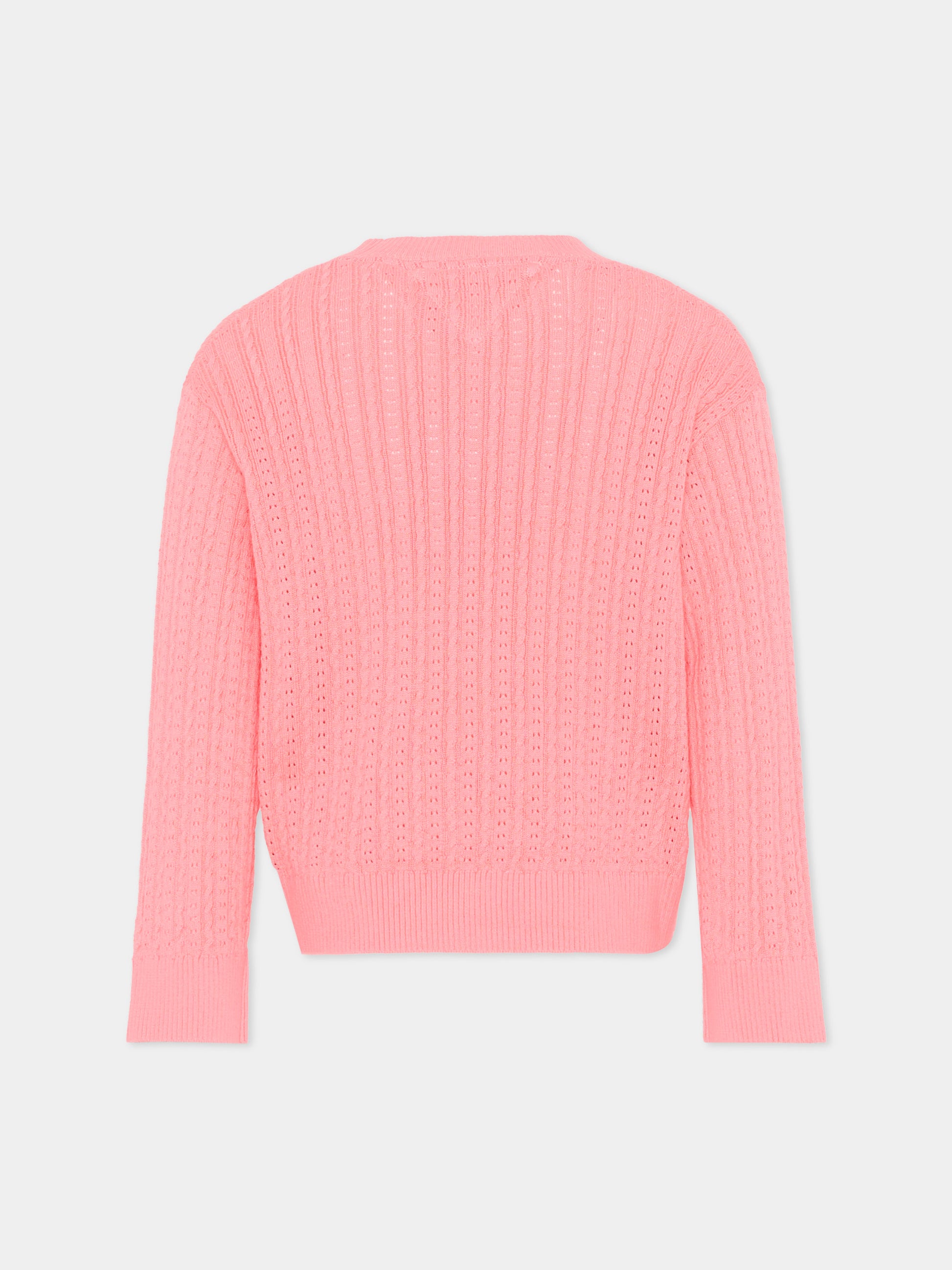 Maglione rosa per bambina con logo,Tommy Hilfiger Junior,KG0KG09223 TIE
