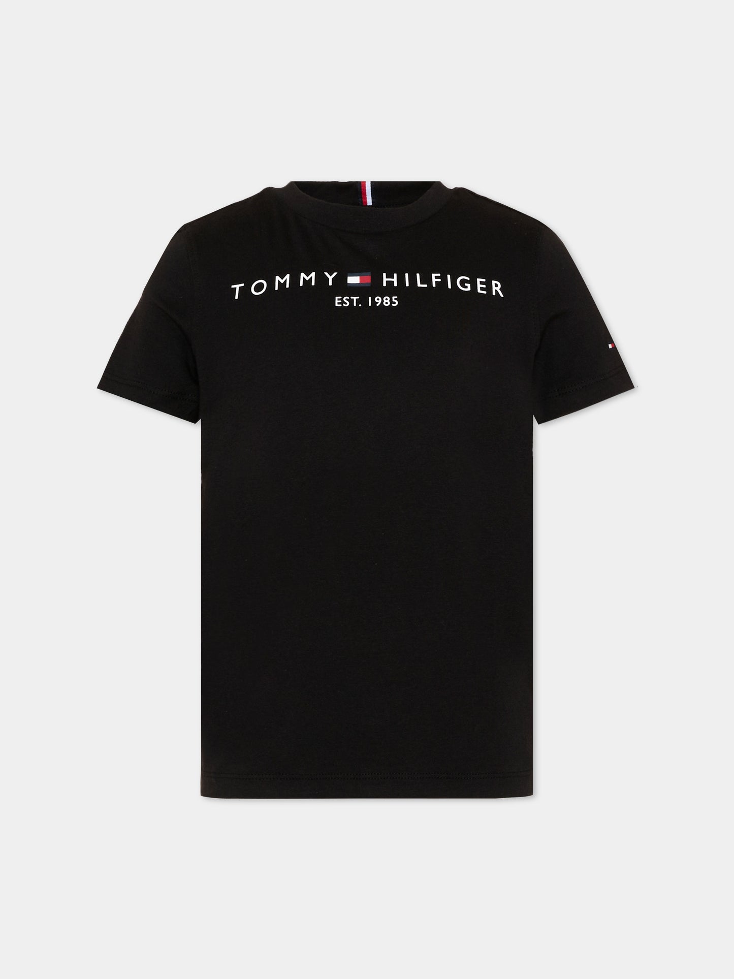T-shirt nera per bambini con logo,Tommy Hilfiger Junior,KS0KS00210 BDS