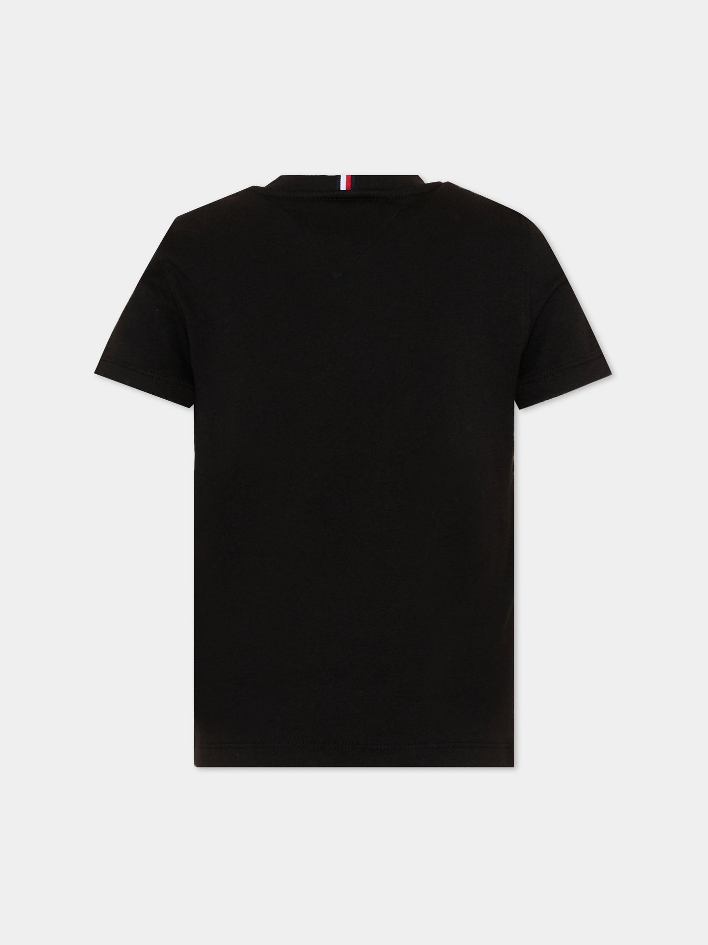 T-shirt nera per bambini con logo,Tommy Hilfiger Junior,KS0KS00210 BDS