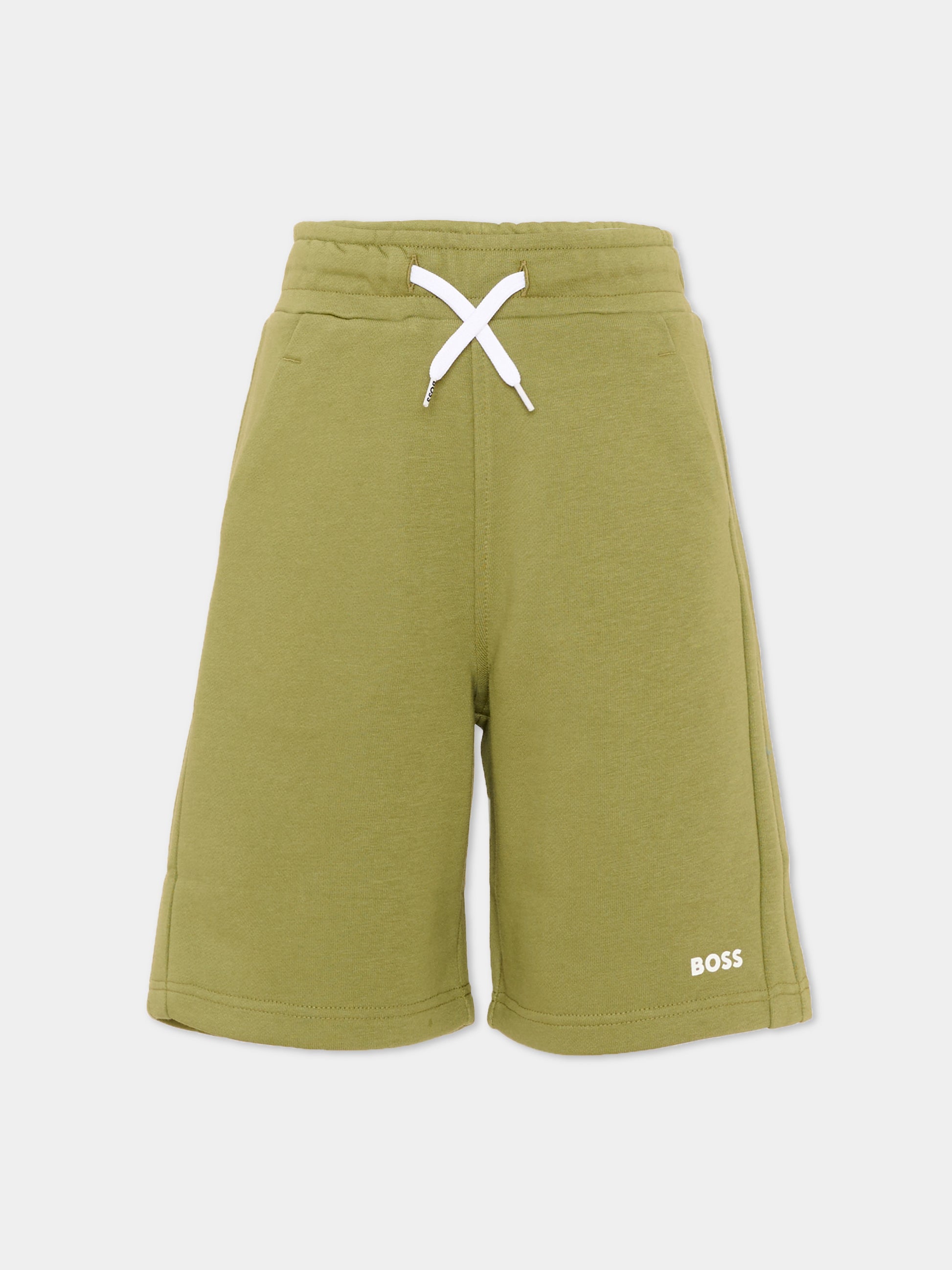 Shorts verdi per bambino con logo,Boss,J51993 673