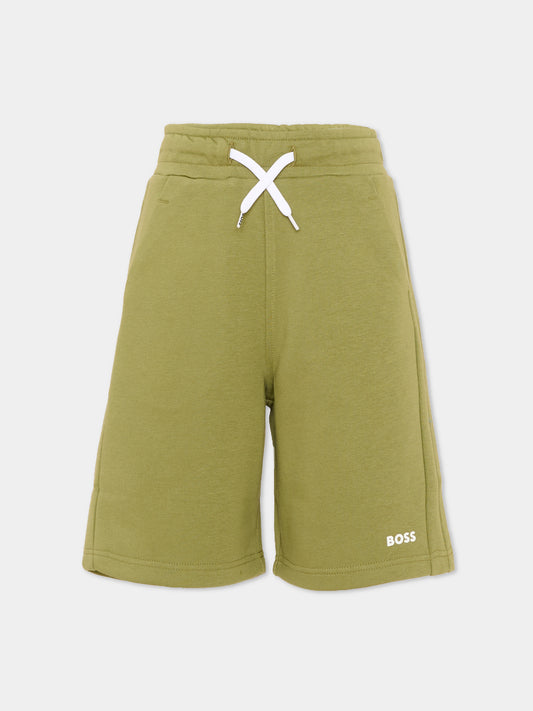 Shorts verdi per bambino con logo,Boss,J51993 673