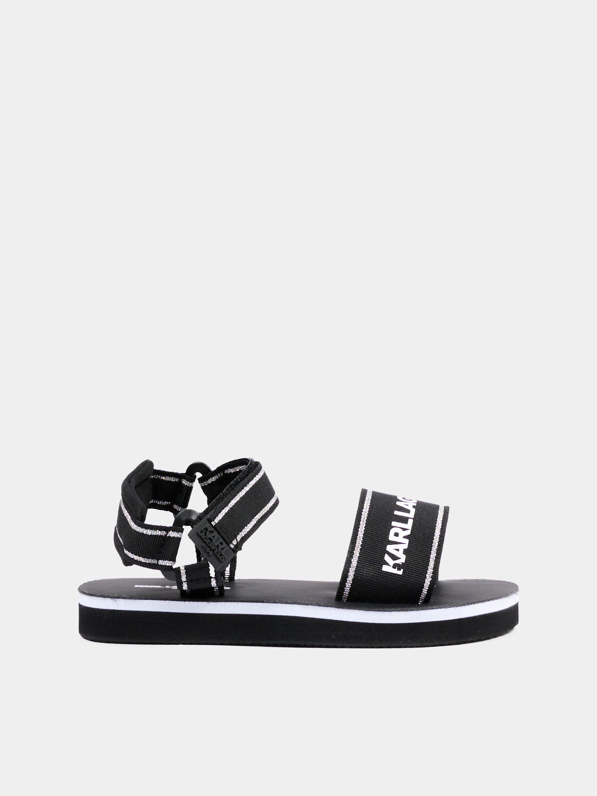 Sandali neri per bambina con logo,Karl Lagerfeld Kids,Z30374 09B