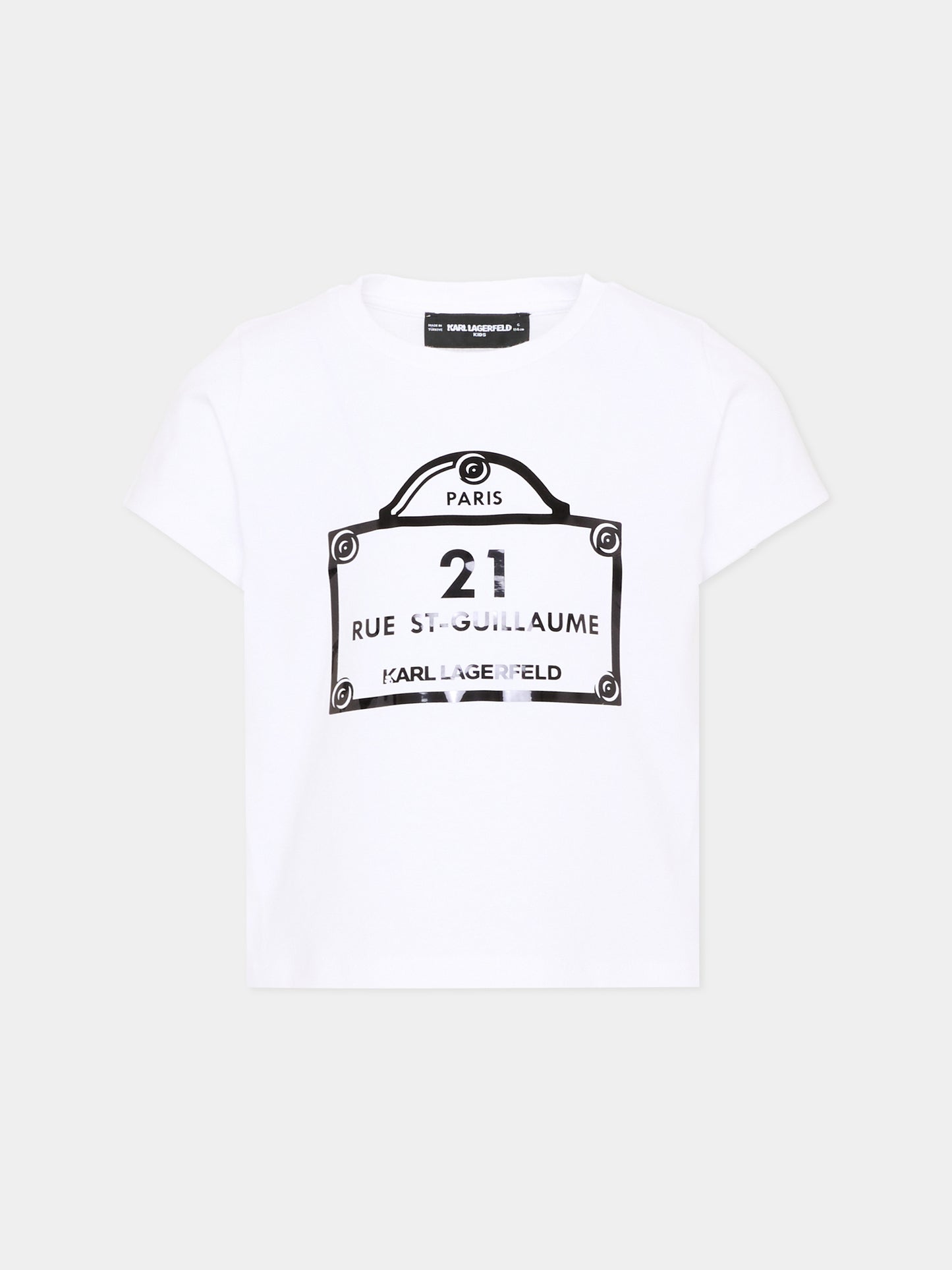 T-shirt bianca per bambina con logo,Karl Lagerfeld Kids,Z30486 10P