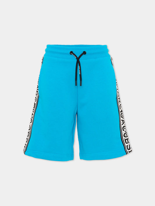 Shorts sportivi azzurri per bambino con logo,Marc Jacobs,W60481 759