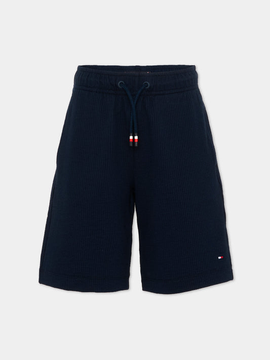 Shorts blu per bambino con logo,Tommy Hilfiger Junior,KB0KB10303 C1G