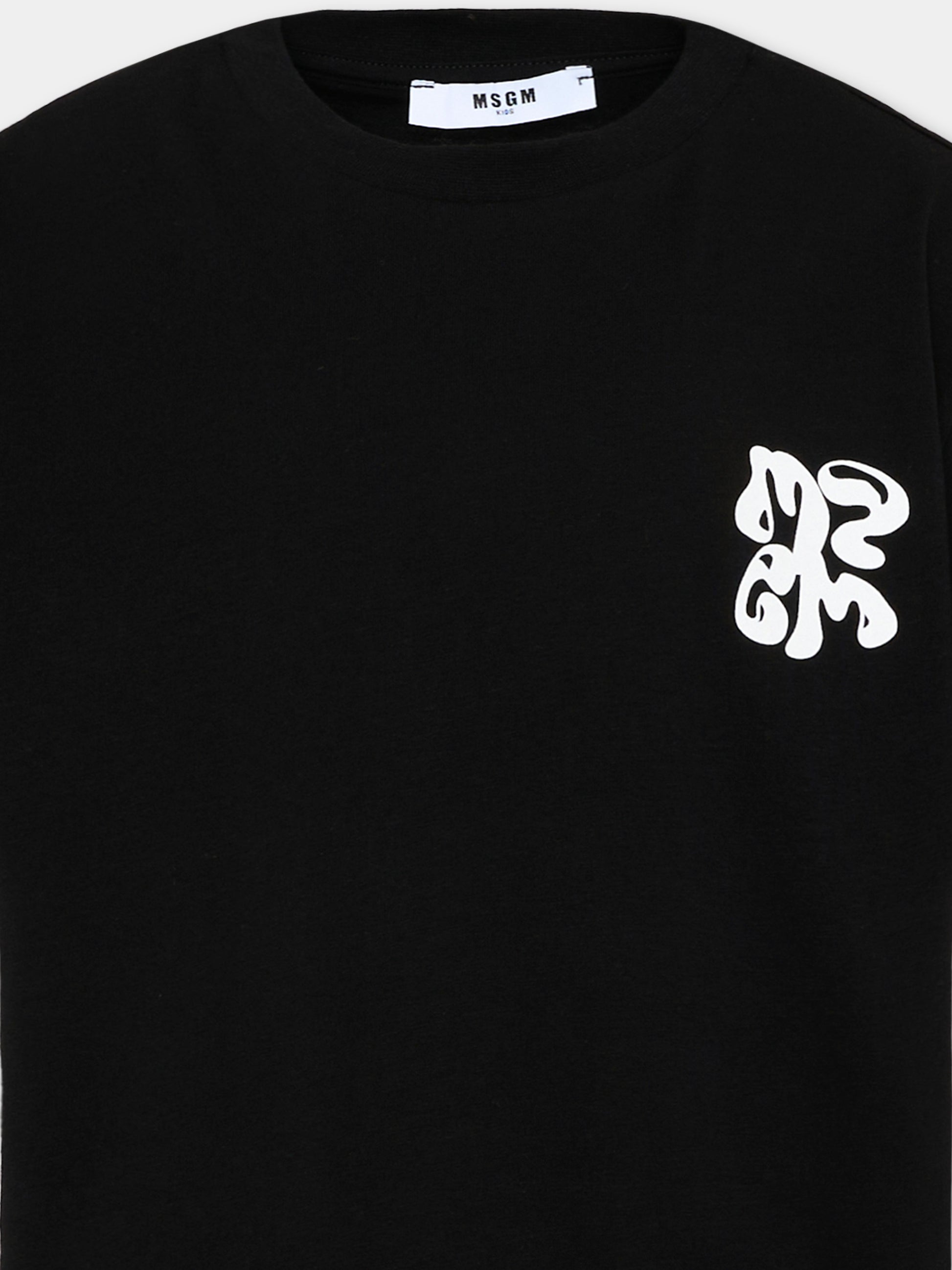 T-Shirt nera per bambino con logo,Msgm Kids,S6MSJBTH257 110