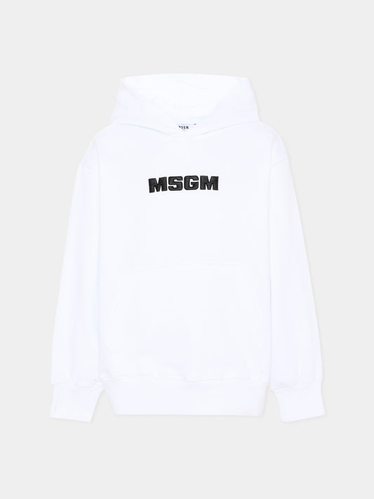 Felpa bianca per bambini con logo,Msgm Kids,S6MSJUHS010 001