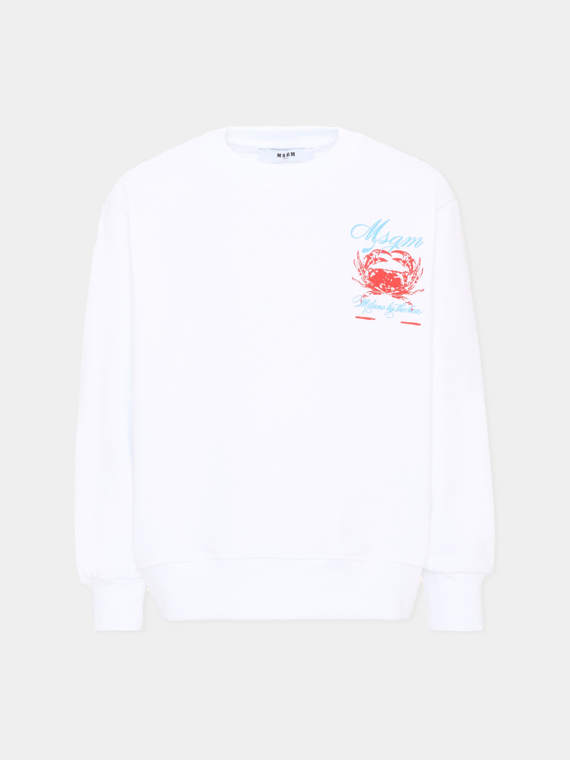 Felpa bianca per bambino con granchio,Msgm Kids,S6MSJBSW294 001