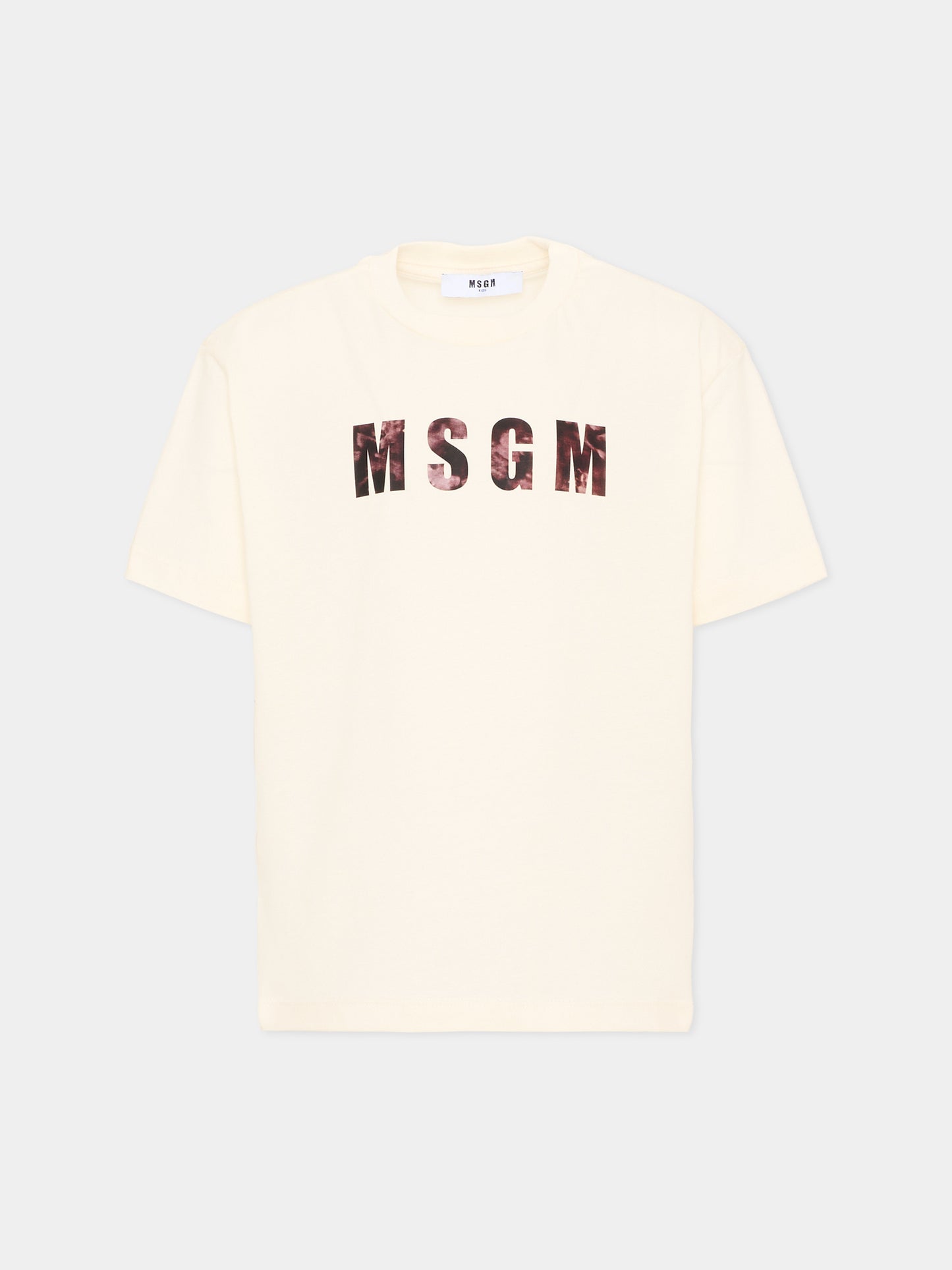 T-Shirt avorio per bambino con logo,Msgm Kids,S6MSJBTH241 013