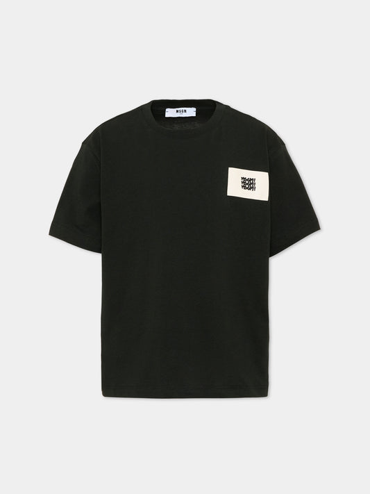 T-Shirt nera per bambino con logo,Msgm Kids,S6MSJBTH226 MS040