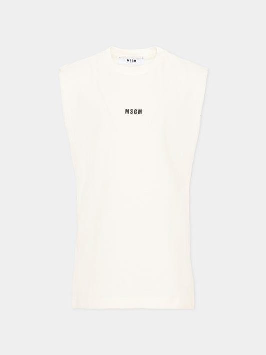 Canotta bianca per bambini con logo,Msgm Kids,S6MSJUTH150 002